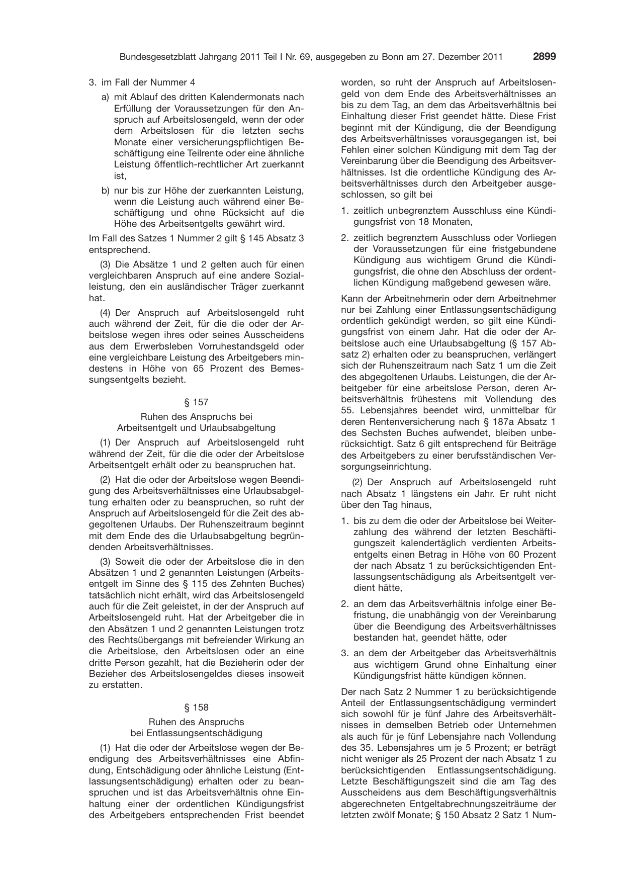 BGBl. 2011, Seite 2899 — Originalseite als Abbildung