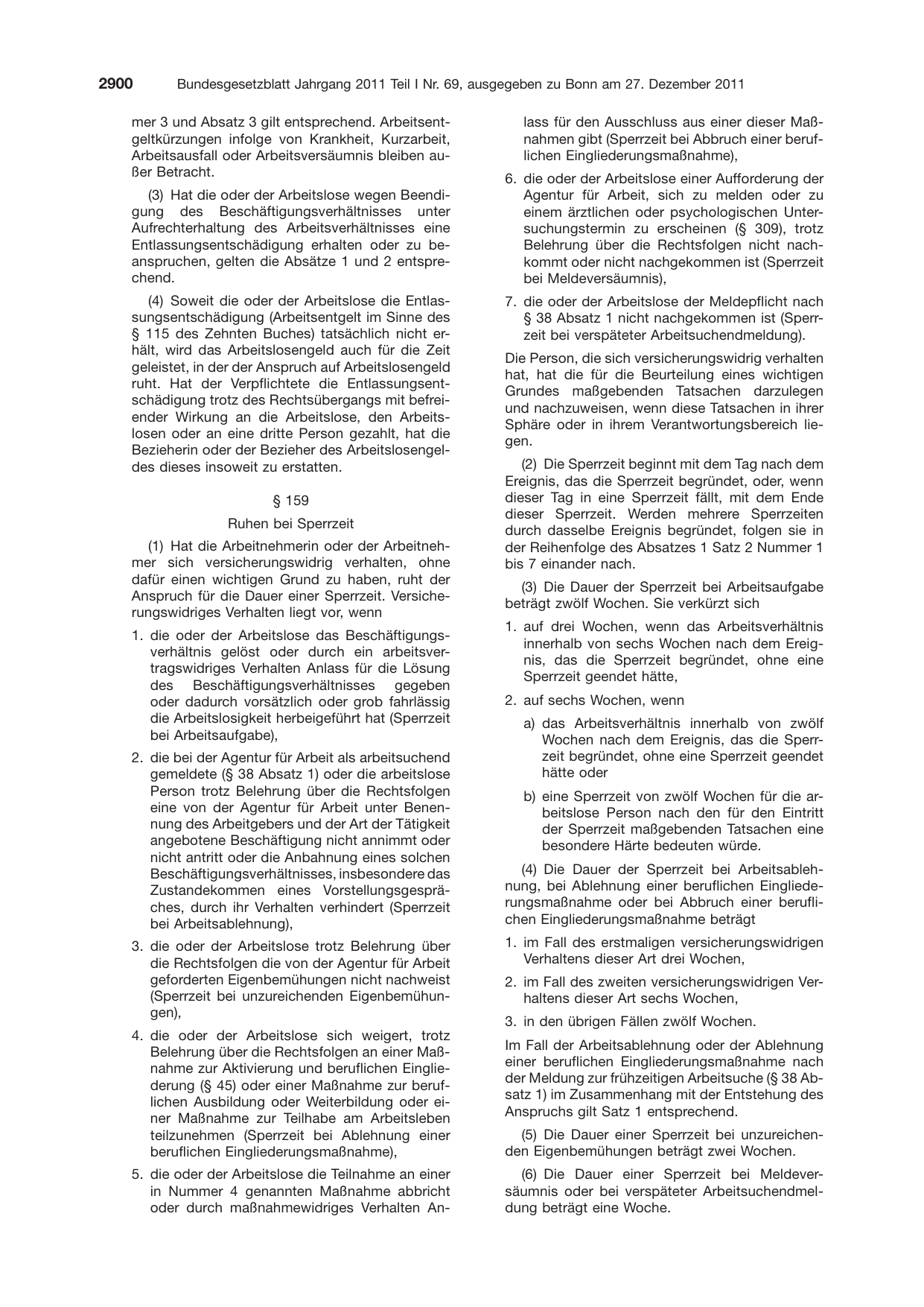 BGBl. 2011, Seite 2900 — Originalseite als Abbildung