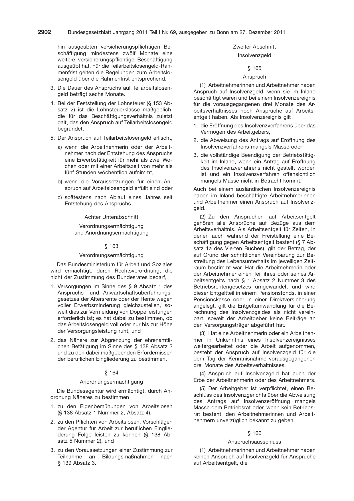 BGBl. 2011, Seite 2902 — Originalseite als Abbildung