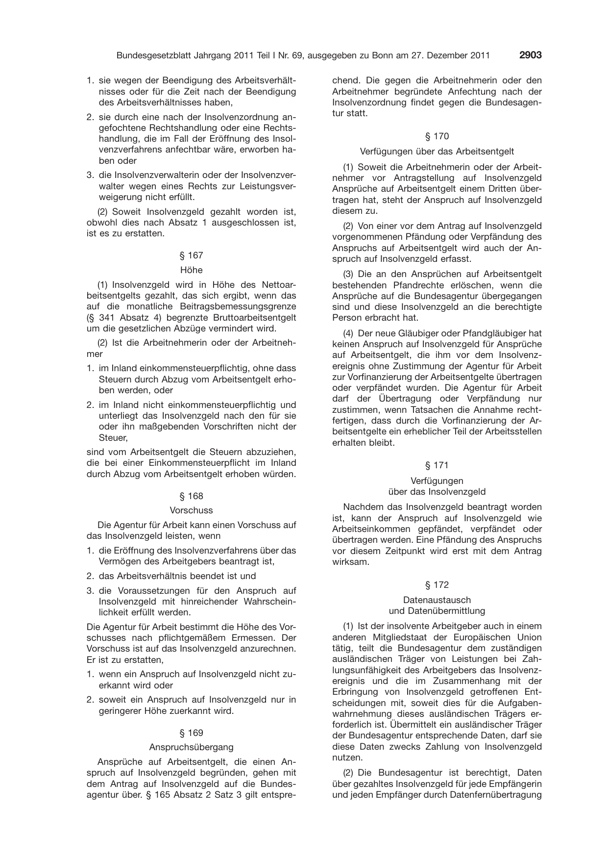 BGBl. 2011, Seite 2903 — Originalseite als Abbildung