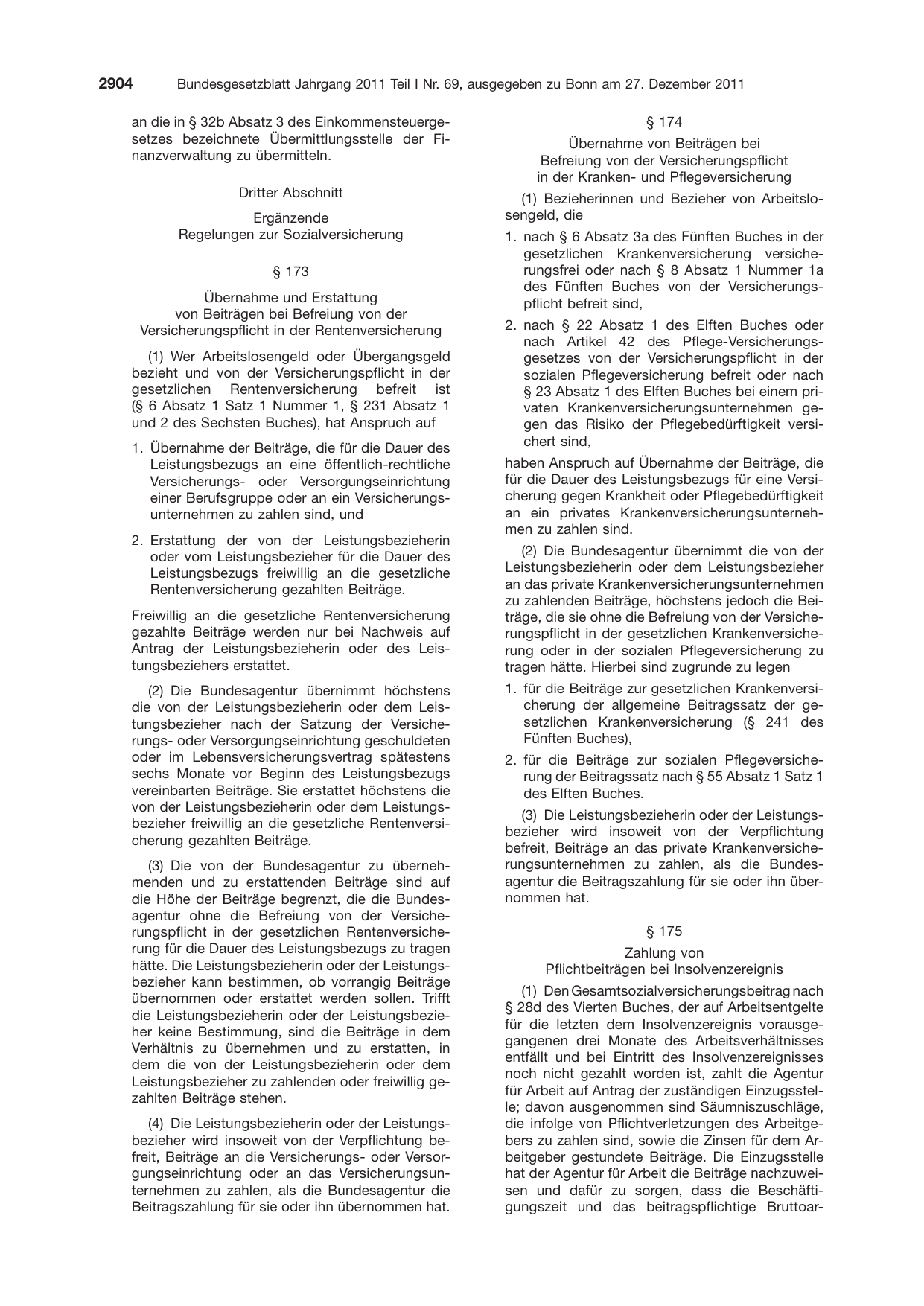 BGBl. 2011, Seite 2904 — Originalseite als Abbildung