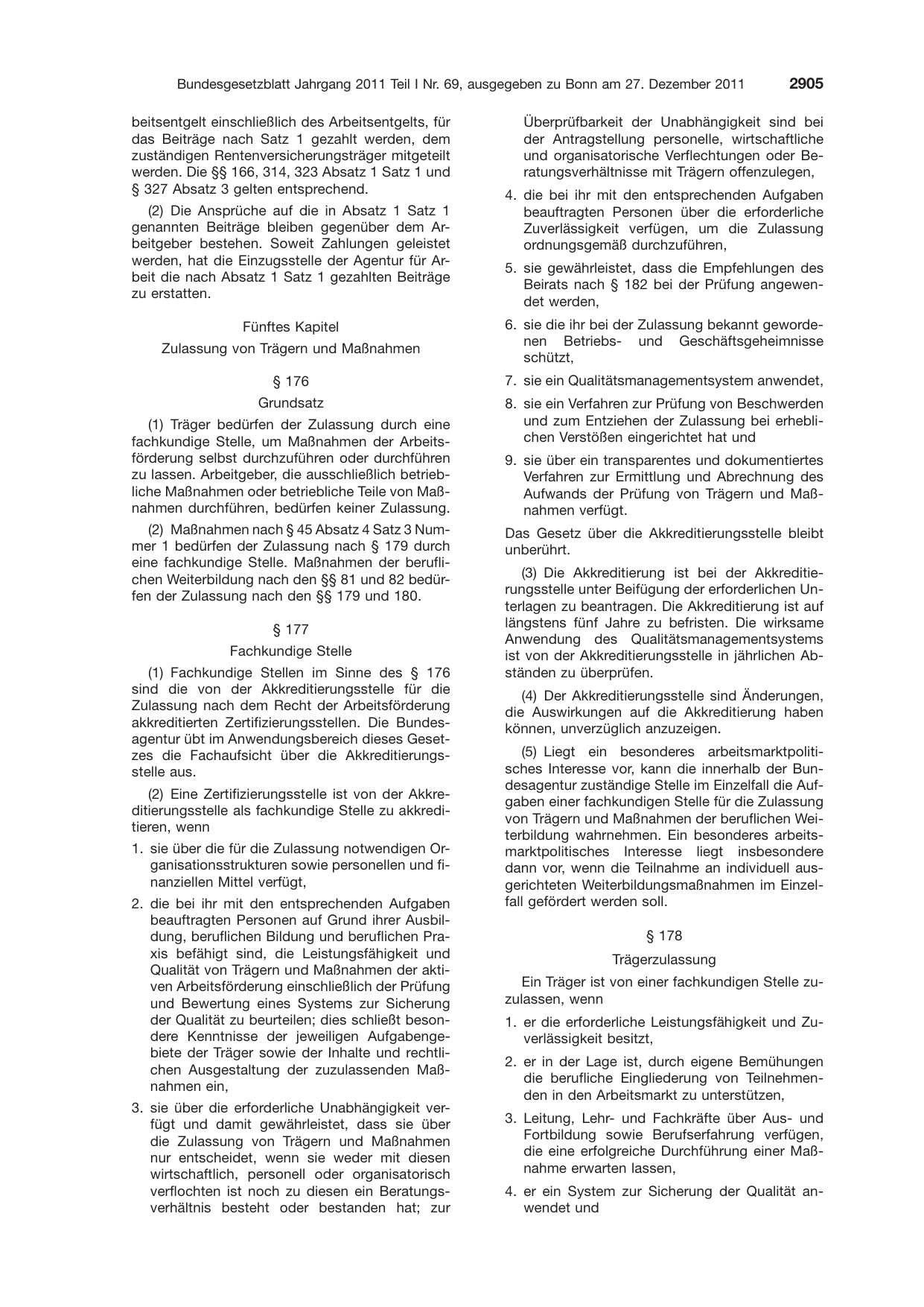 BGBl. 2011, Seite 2905 — Originalseite als Abbildung