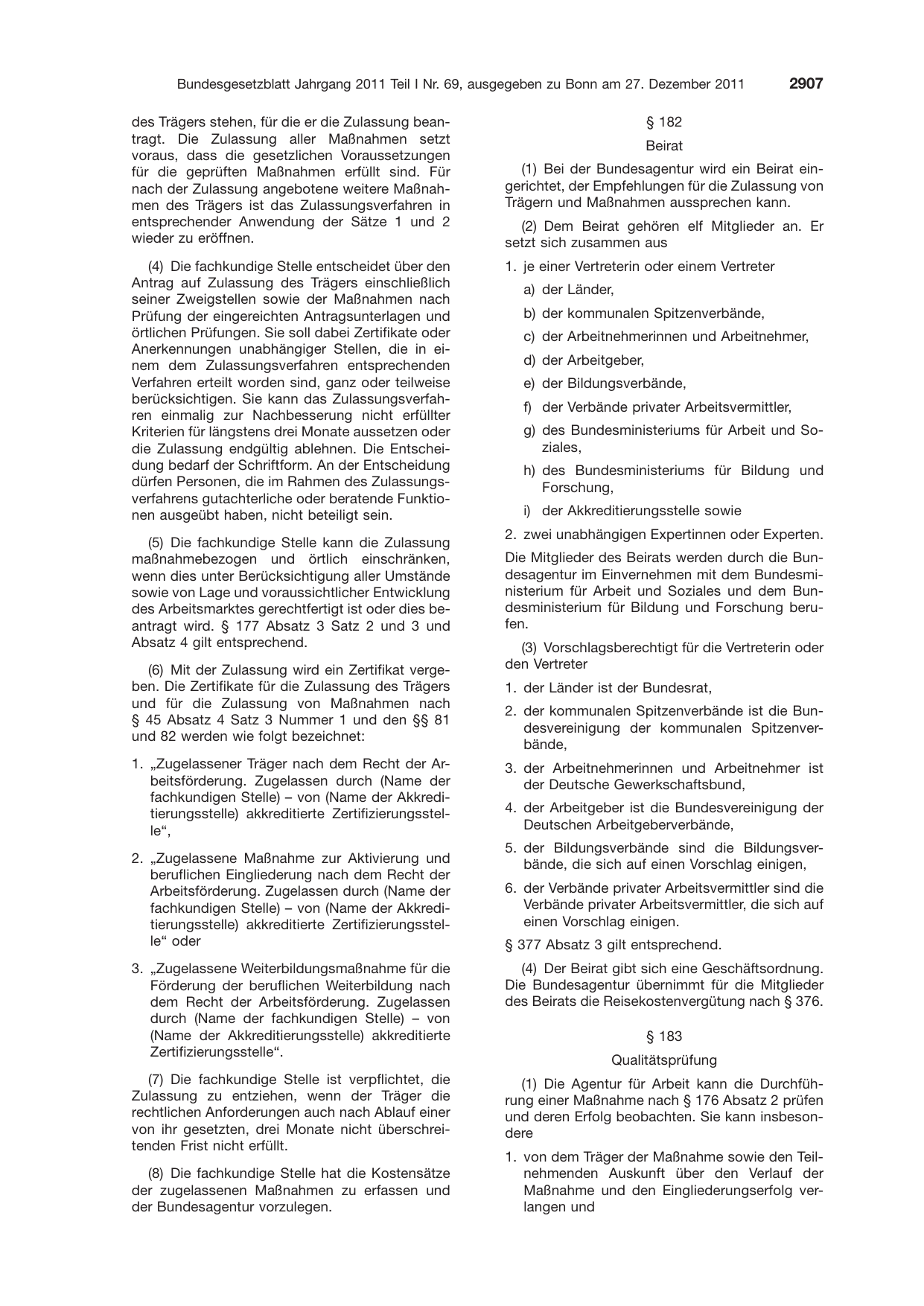 BGBl. 2011, Seite 2907 — Originalseite als Abbildung