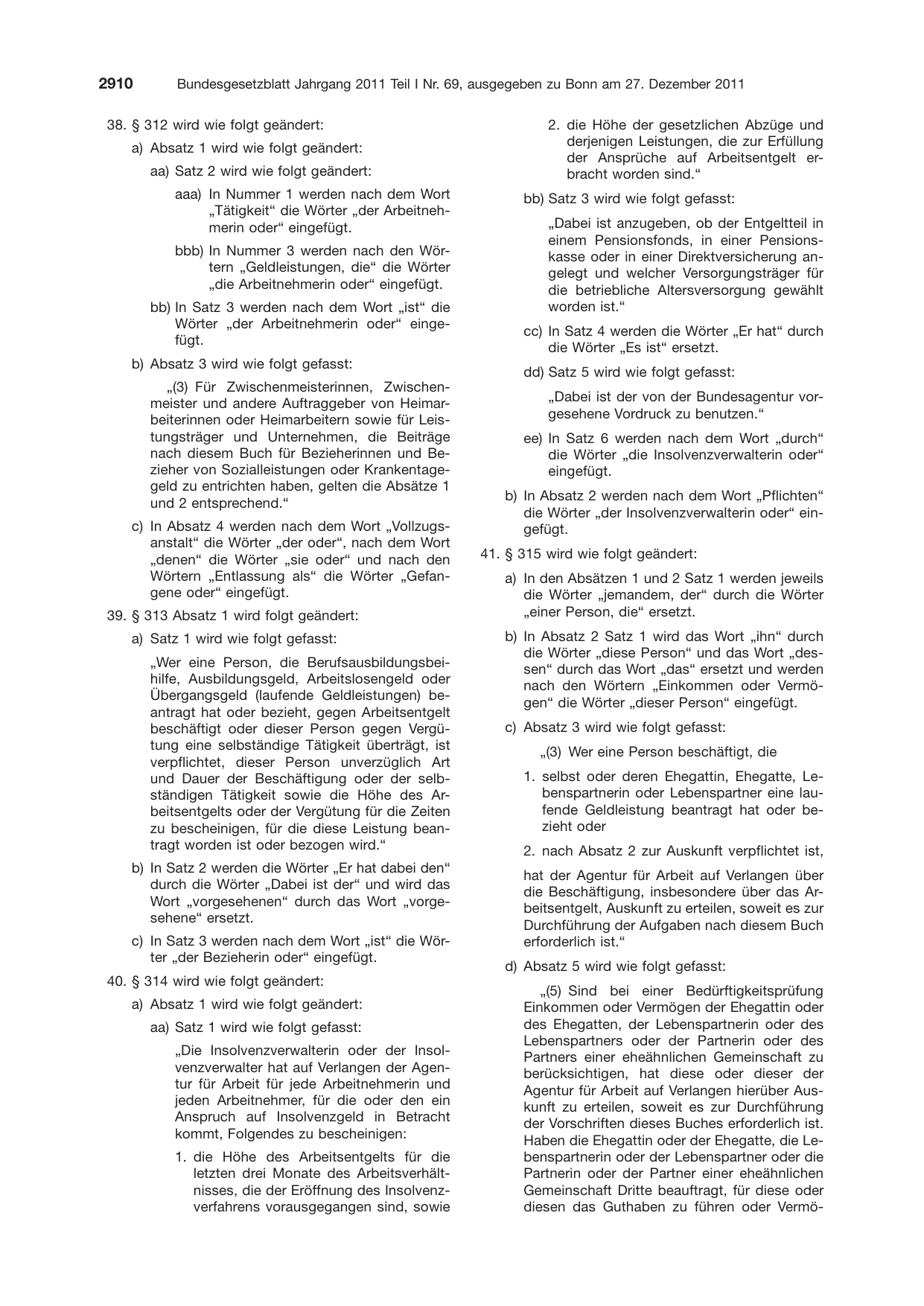 BGBl. 2011, Seite 2910 — Originalseite als Abbildung
