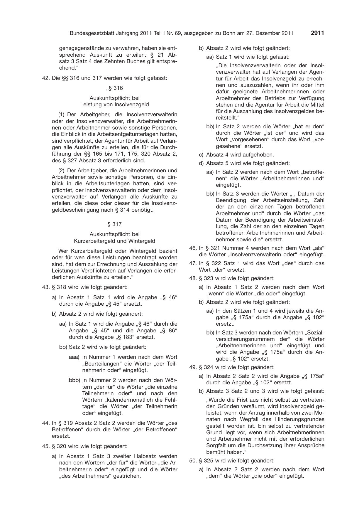 BGBl. 2011, Seite 2911 — Originalseite als Abbildung