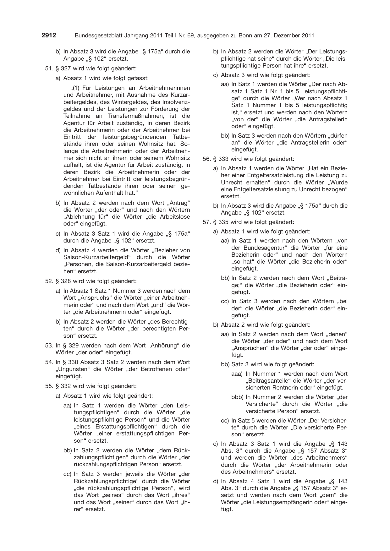 BGBl. 2011, Seite 2912 — Originalseite als Abbildung