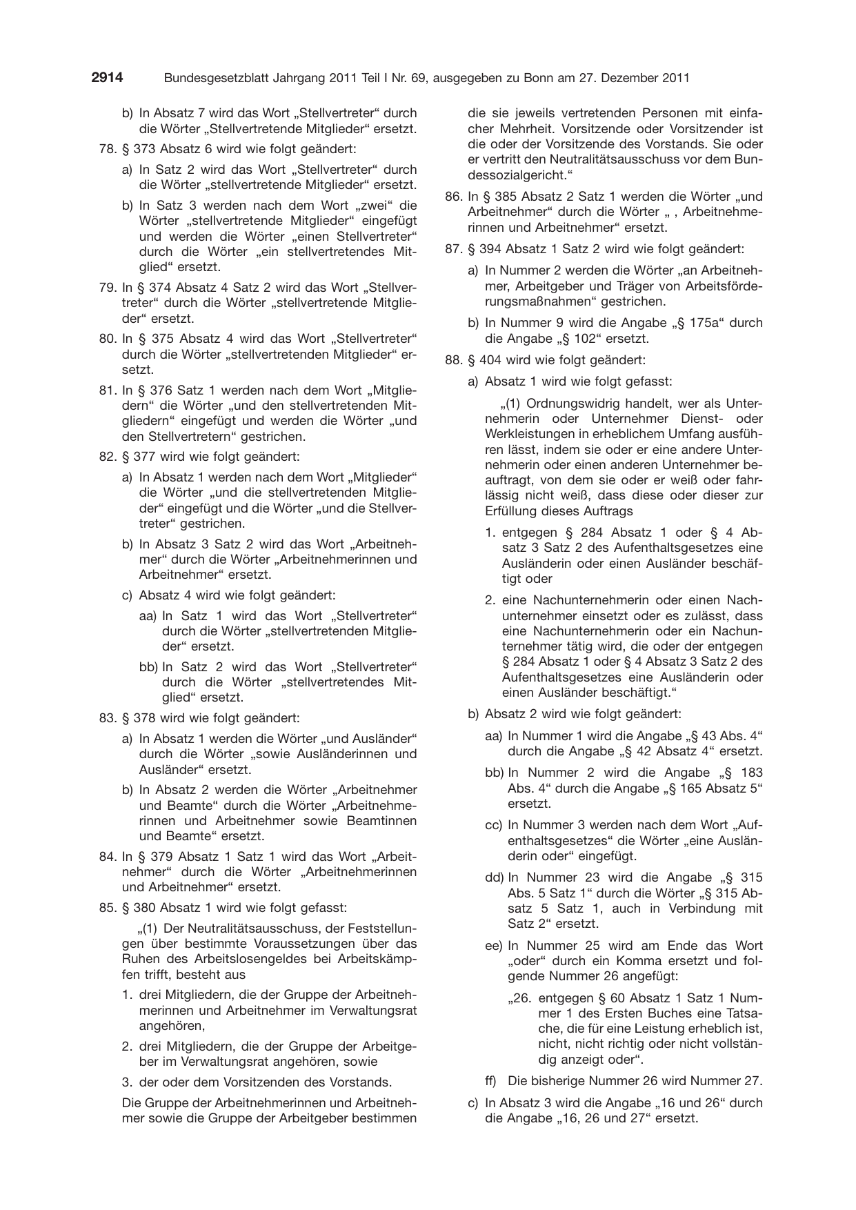 BGBl. 2011, Seite 2914 — Originalseite als Abbildung