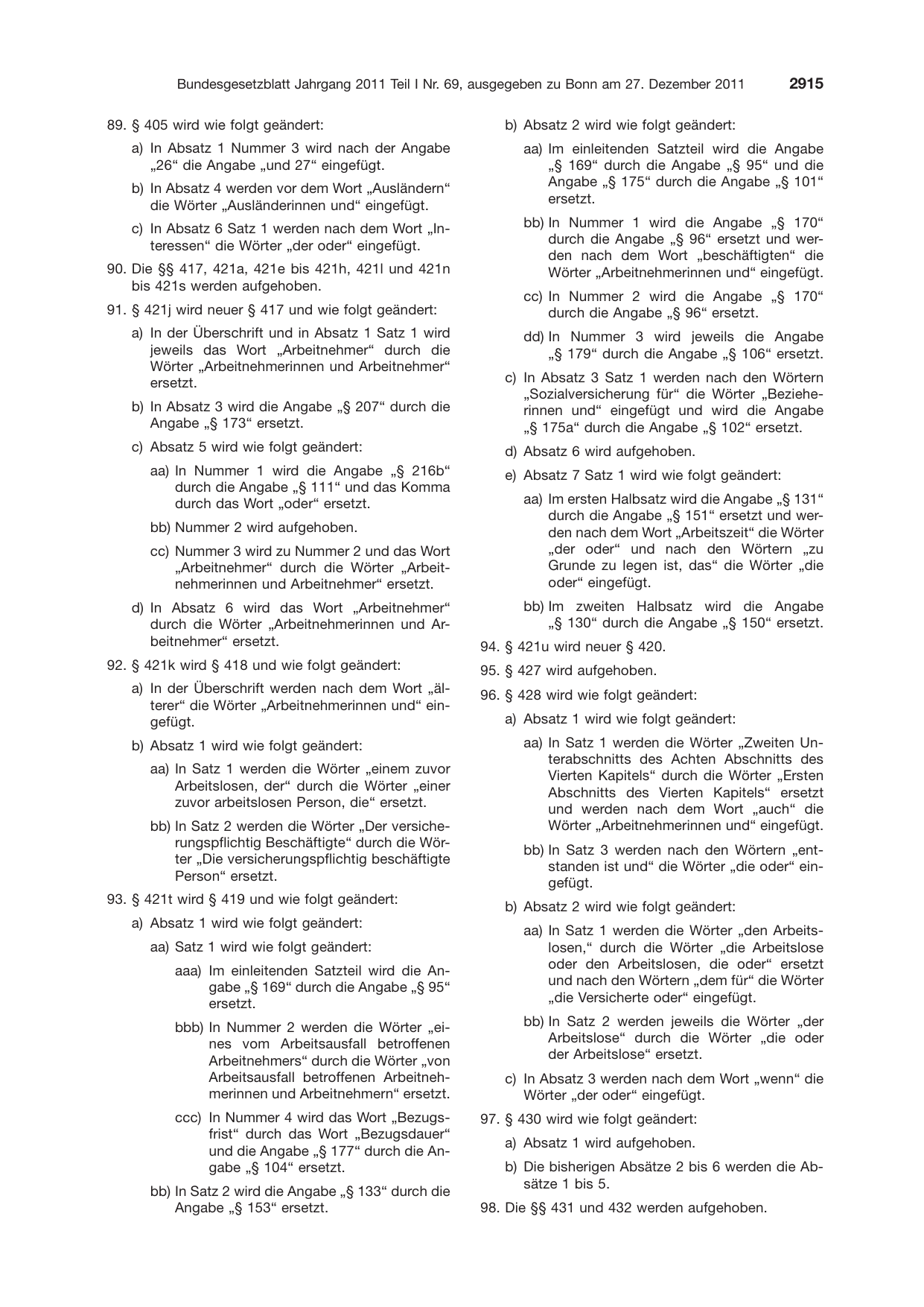BGBl. 2011, Seite 2915 — Originalseite als Abbildung