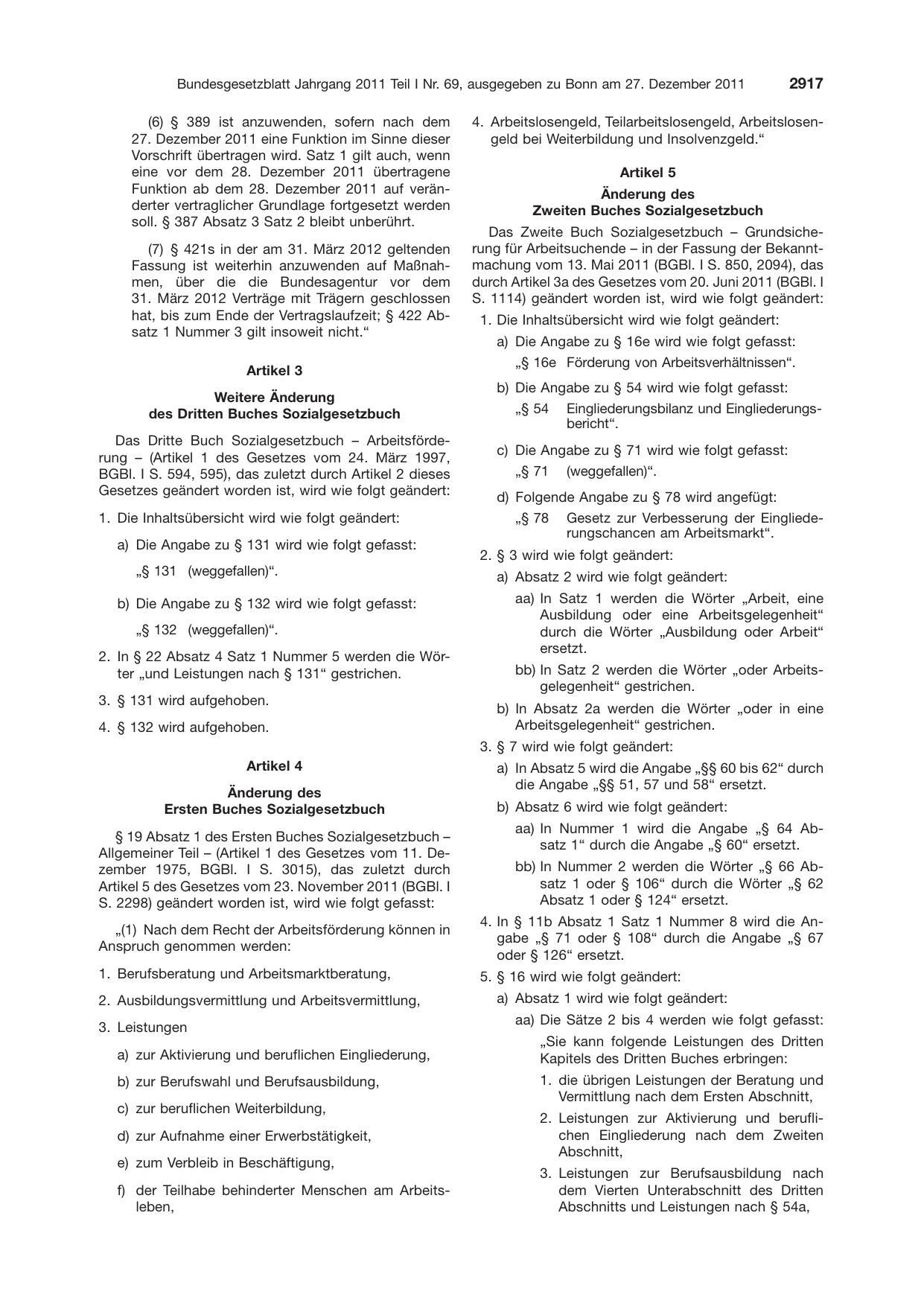 BGBl. 2011, Seite 2917 — Originalseite als Abbildung