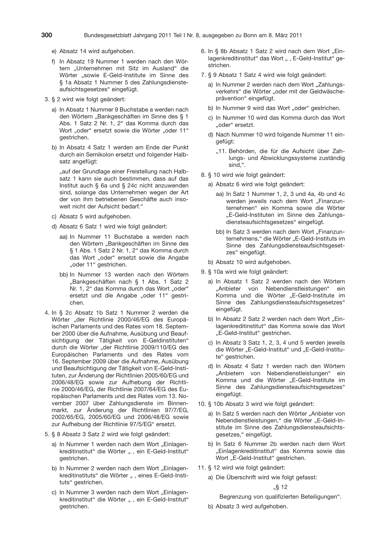 BGBl. 2011, Seite 300 — Originalseite als Abbildung