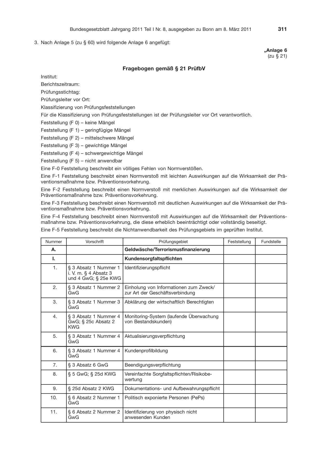 BGBl. 2011, Seite 311 — Originalseite als Abbildung