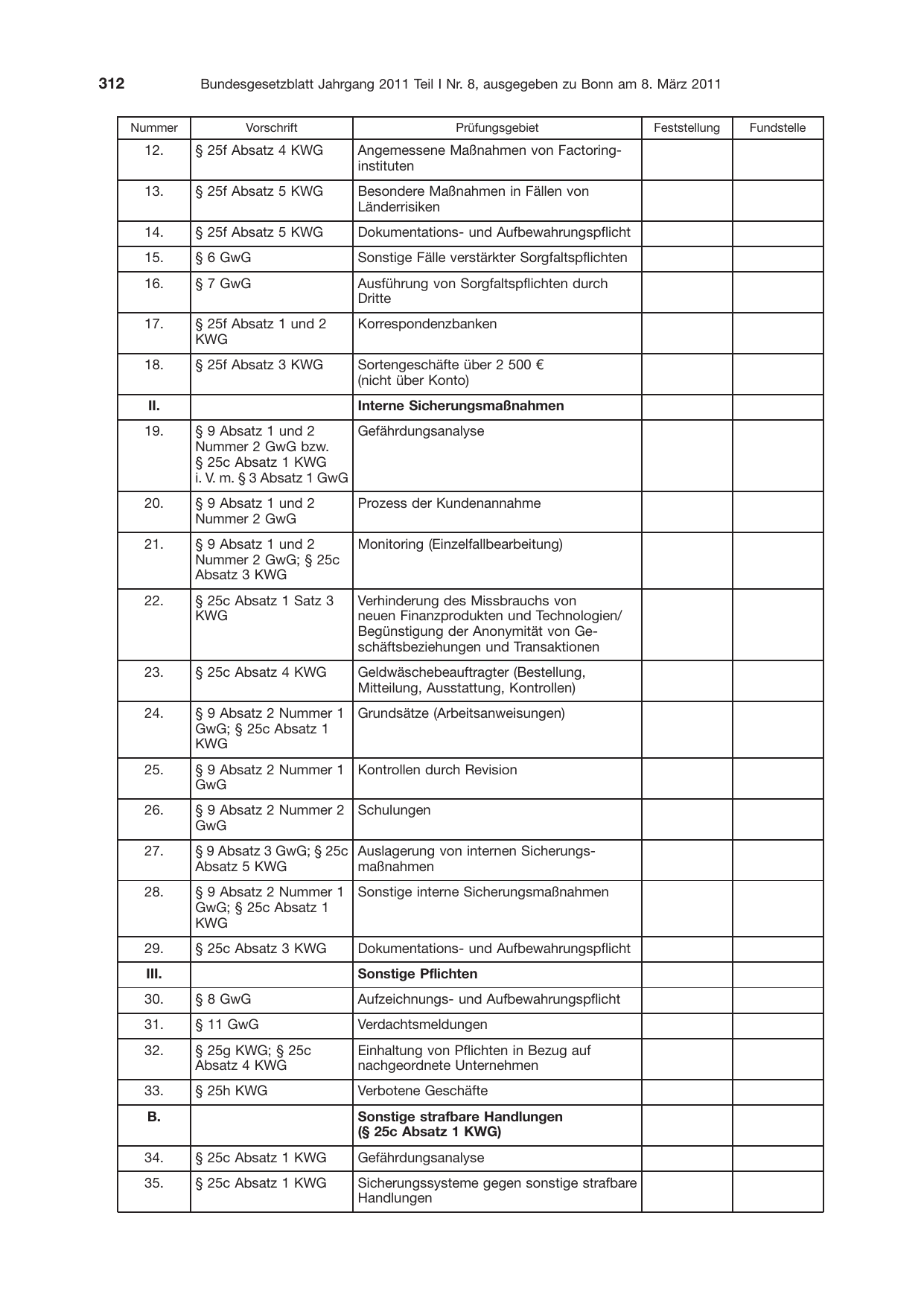 BGBl. 2011, Seite 312 — Originalseite als Abbildung