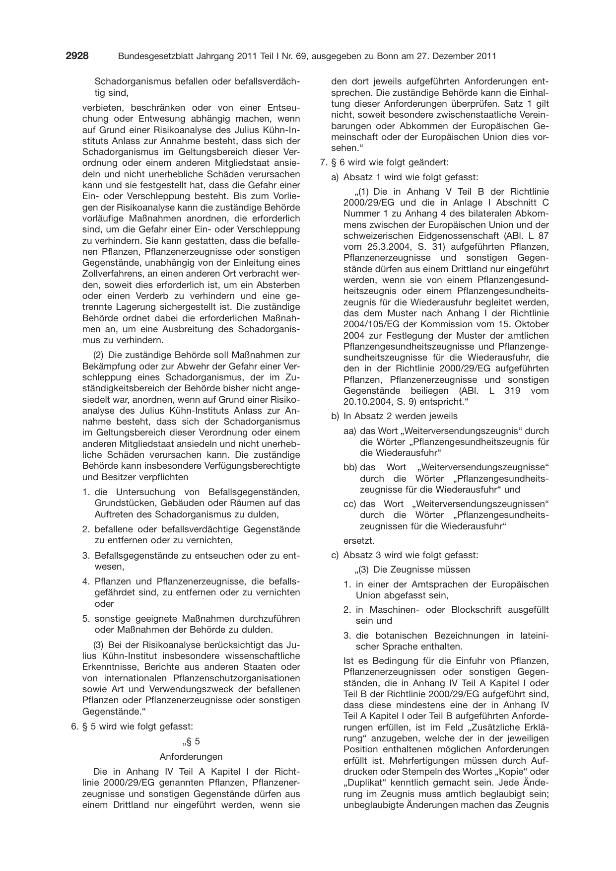 BGBl. 2011, Seite 2928 — Originalseite als Abbildung