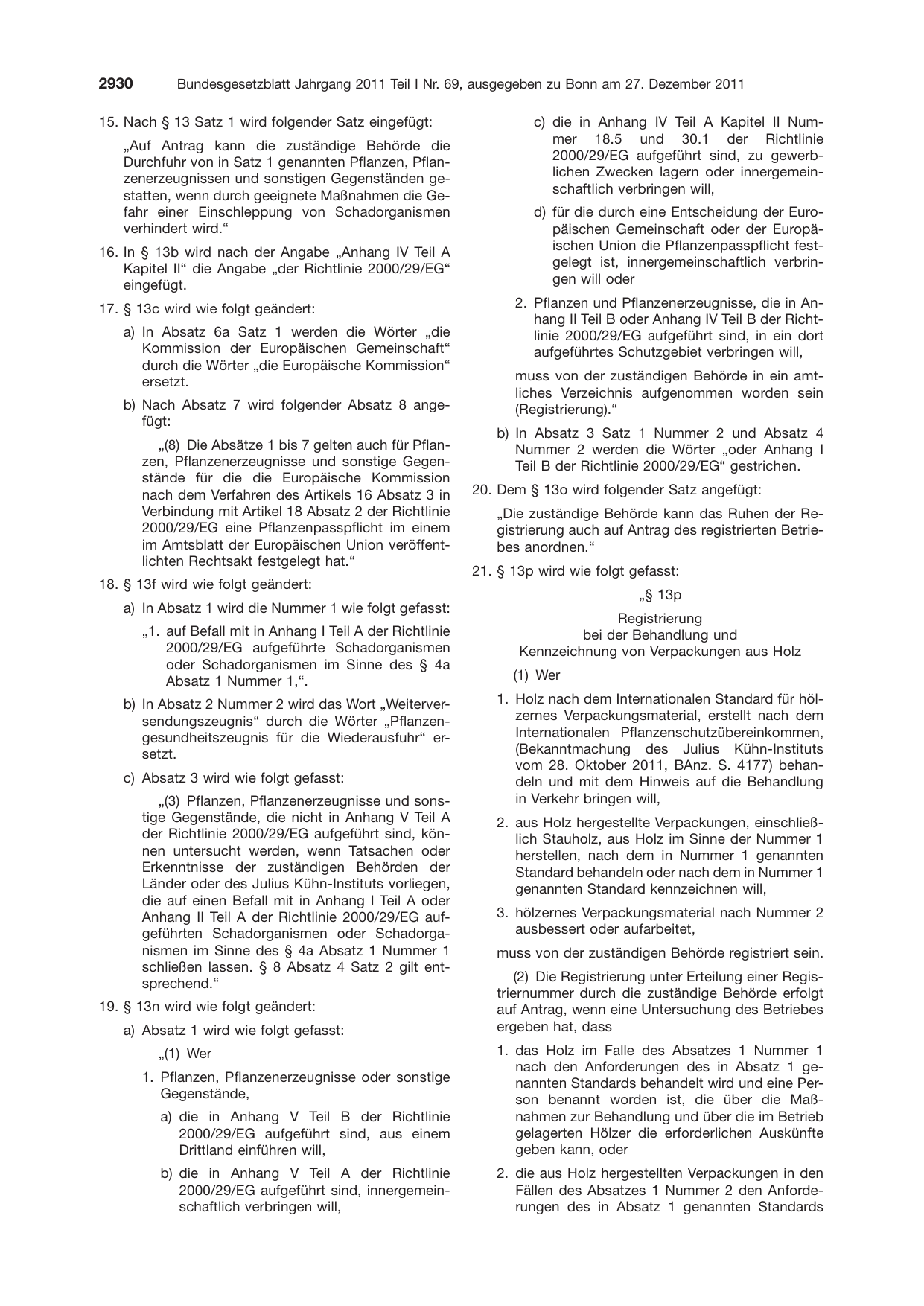 BGBl. 2011, Seite 2930 — Originalseite als Abbildung
