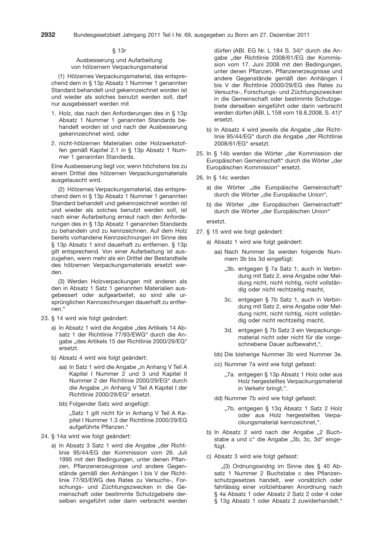 BGBl. 2011, Seite 2932 — Originalseite als Abbildung