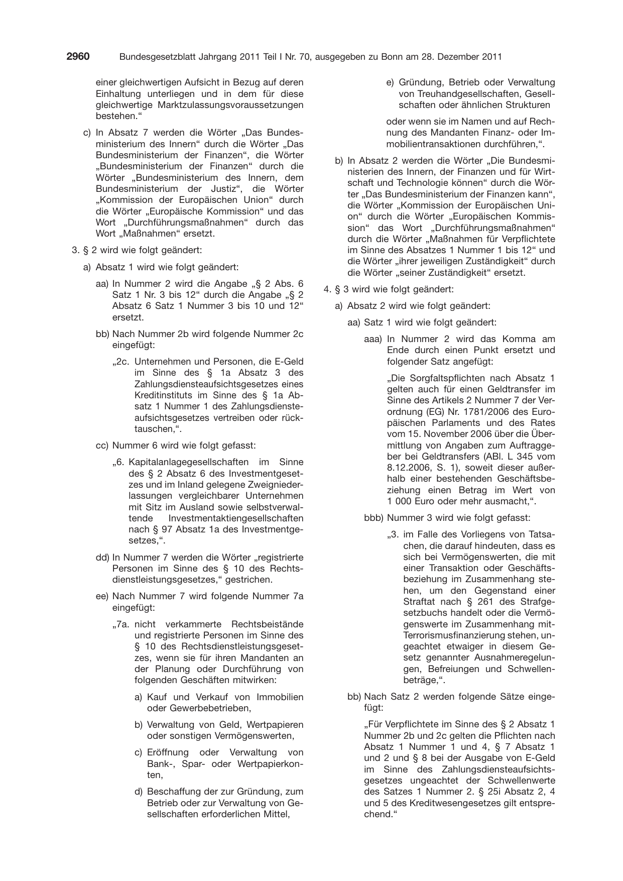 BGBl. 2011, Seite 2960 — Originalseite als Abbildung