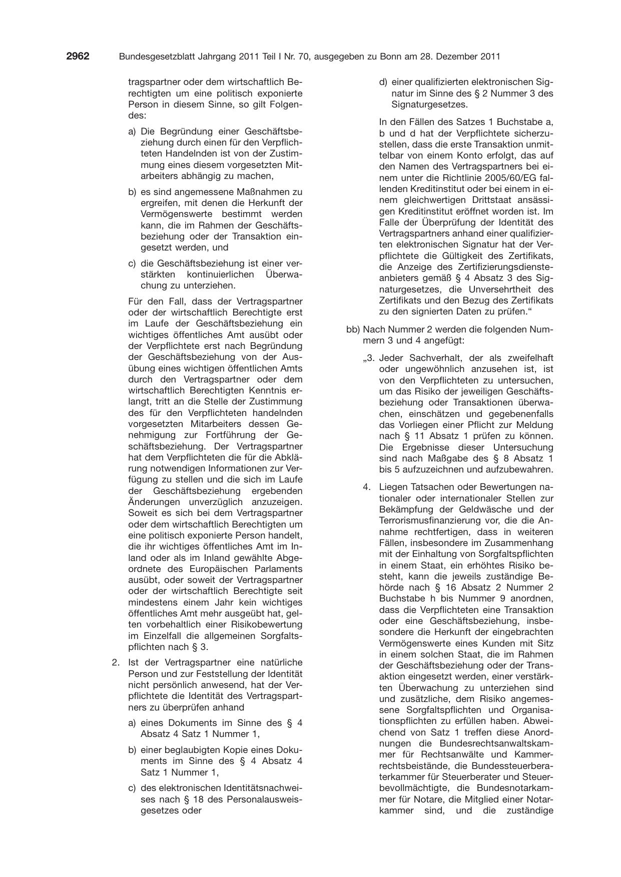 BGBl. 2011, Seite 2962 — Originalseite als Abbildung