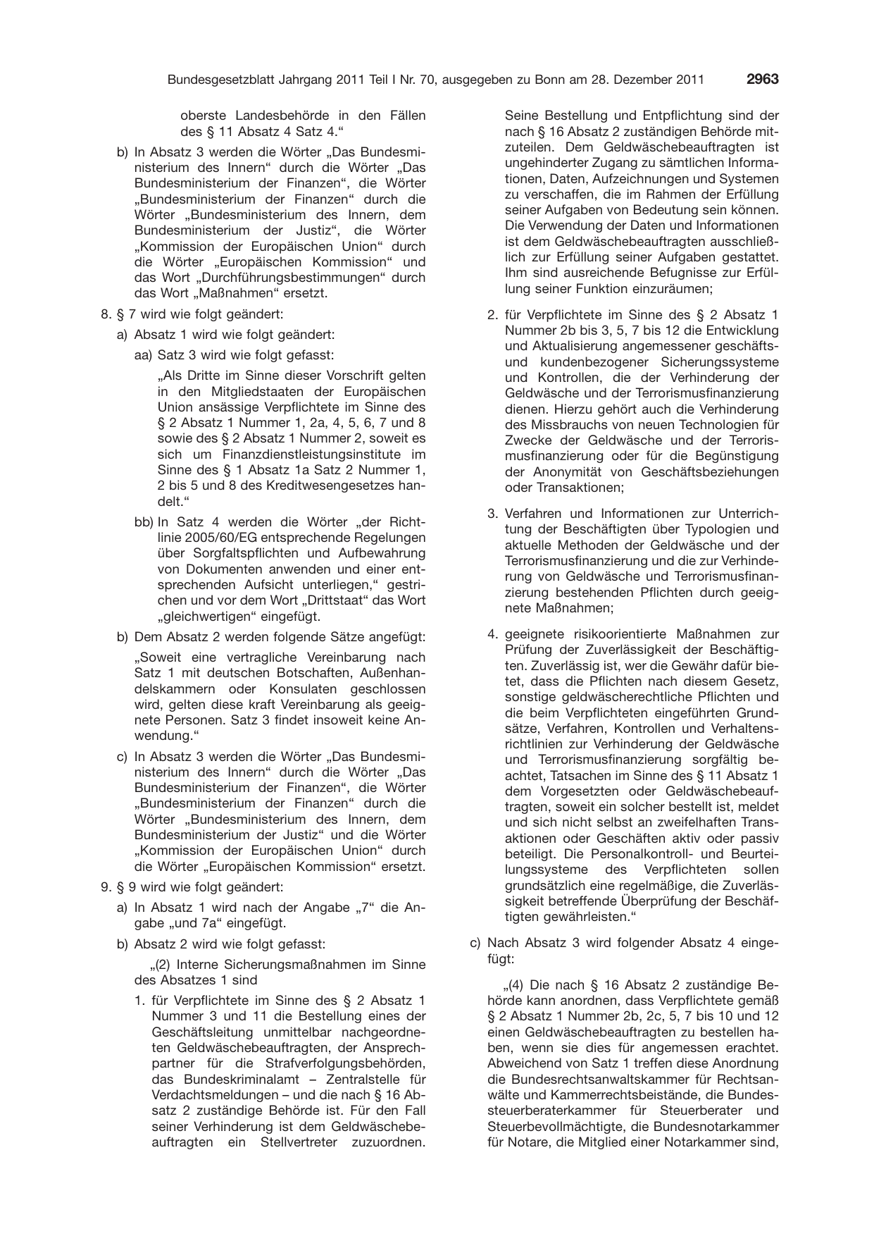 BGBl. 2011, Seite 2963 — Originalseite als Abbildung
