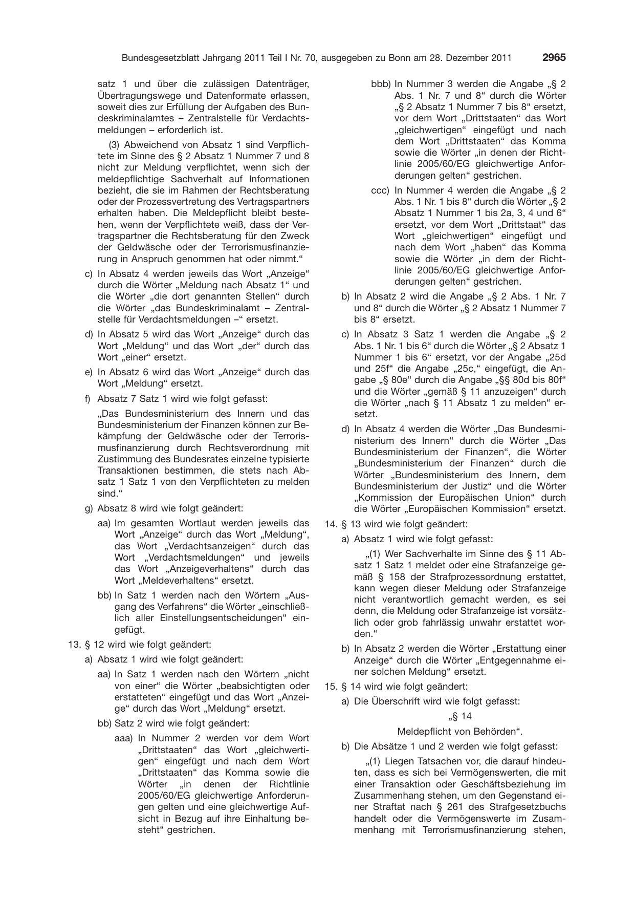 BGBl. 2011, Seite 2965 — Originalseite als Abbildung