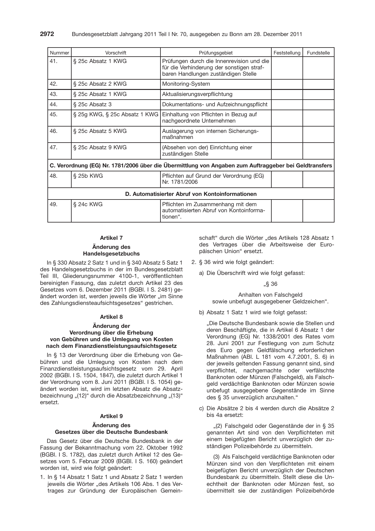 BGBl. 2011, Seite 2972 — Originalseite als Abbildung