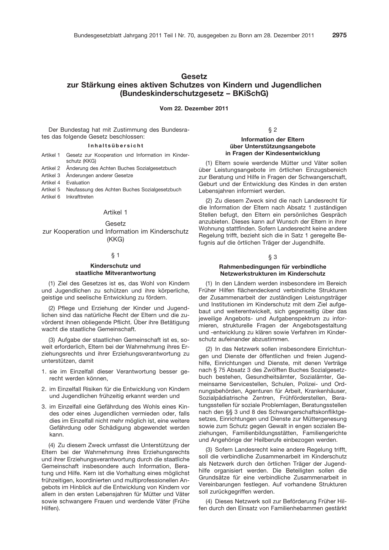 BGBl. 2011, Seite 2975 — Originalseite als Abbildung