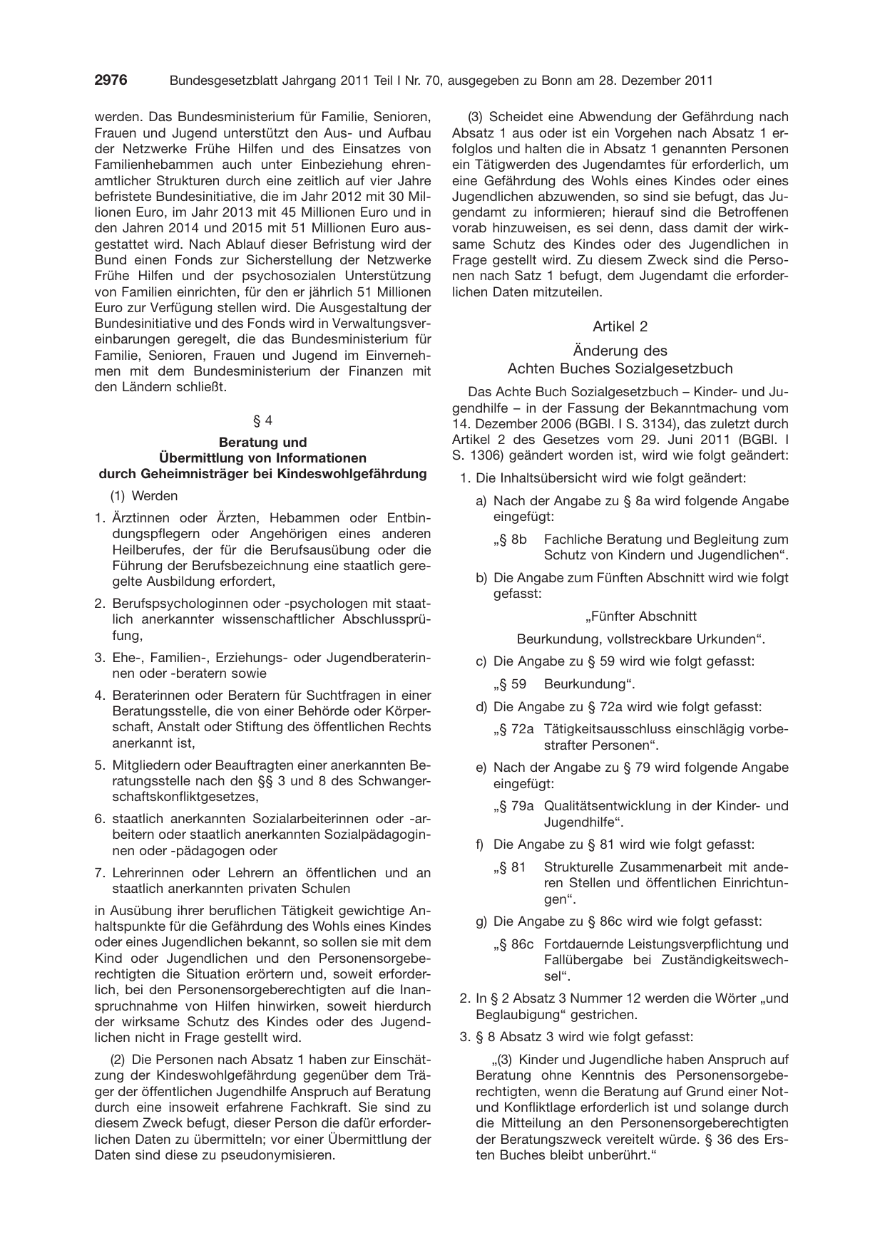 BGBl. 2011, Seite 2976 — Originalseite als Abbildung
