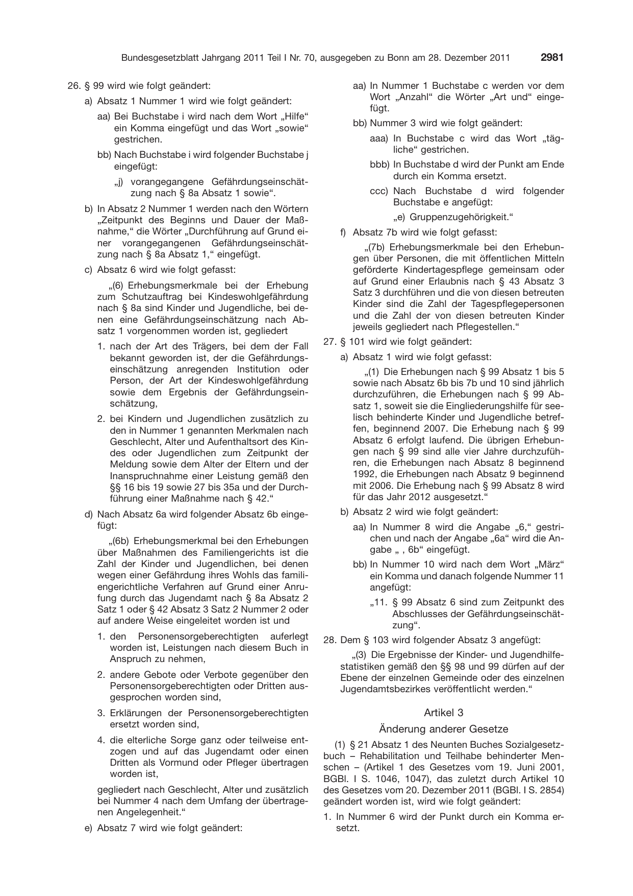 BGBl. 2011, Seite 2981 — Originalseite als Abbildung