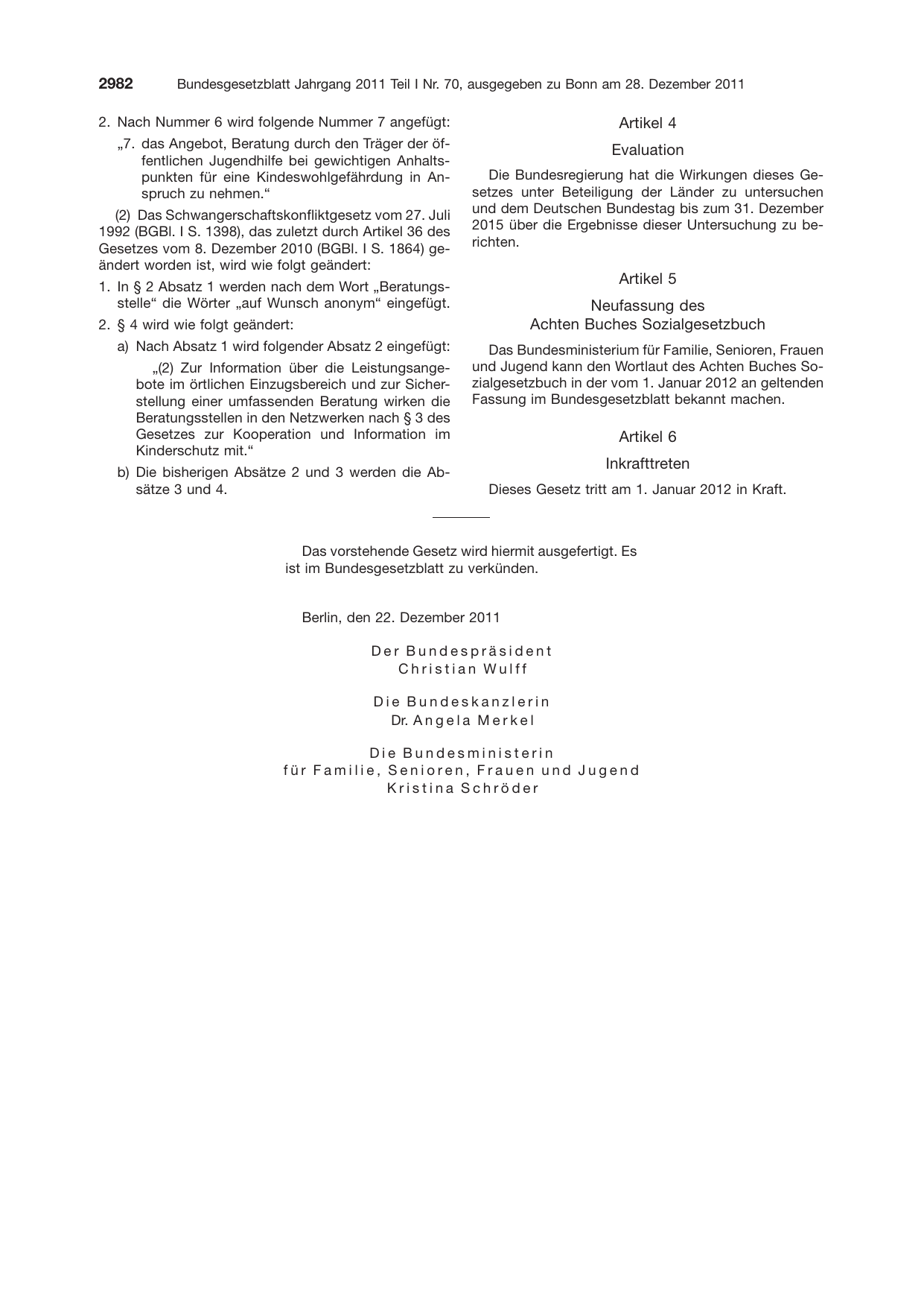 BGBl. 2011, Seite 2982 — Originalseite als Abbildung