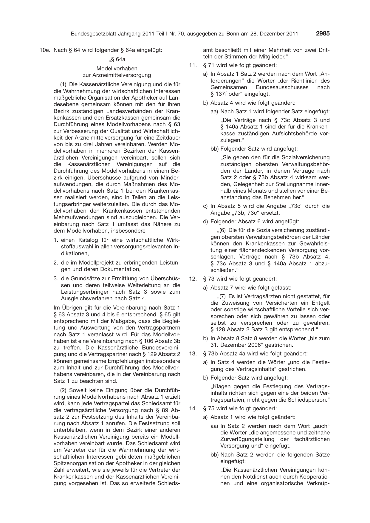 BGBl. 2011, Seite 2985 — Originalseite als Abbildung