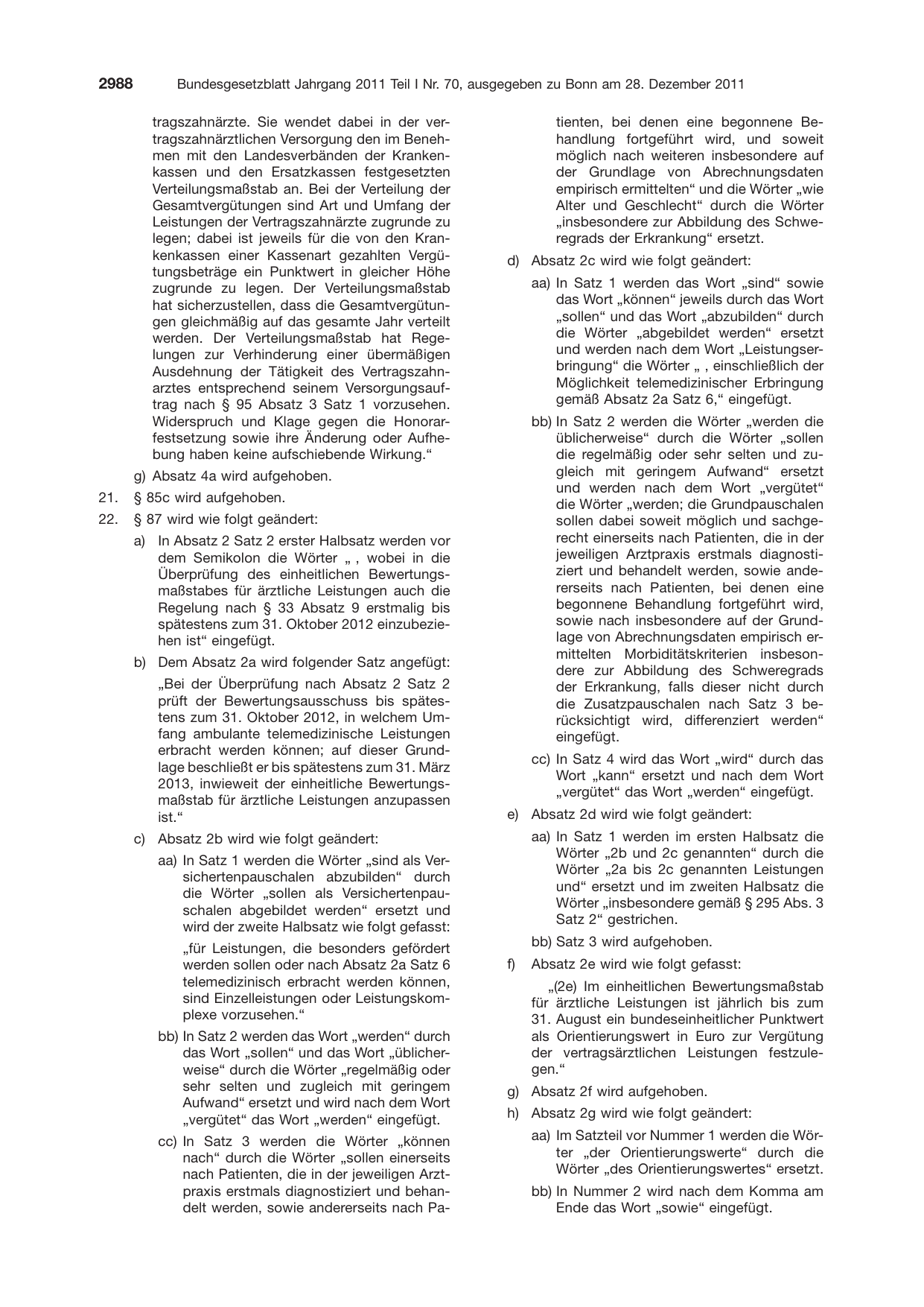 BGBl. 2011, Seite 2988 — Originalseite als Abbildung