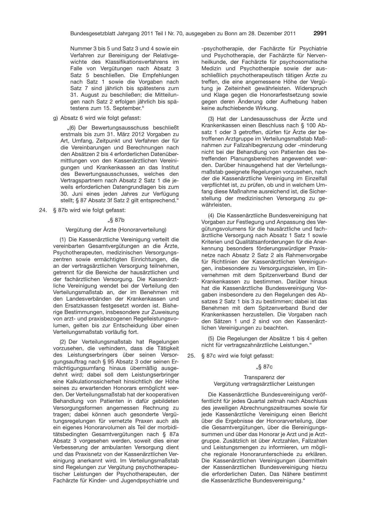 BGBl. 2011, Seite 2991 — Originalseite als Abbildung