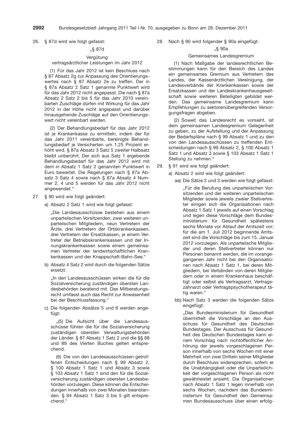 BGBl. 2011, Seite 2992 — Originalseite als Abbildung