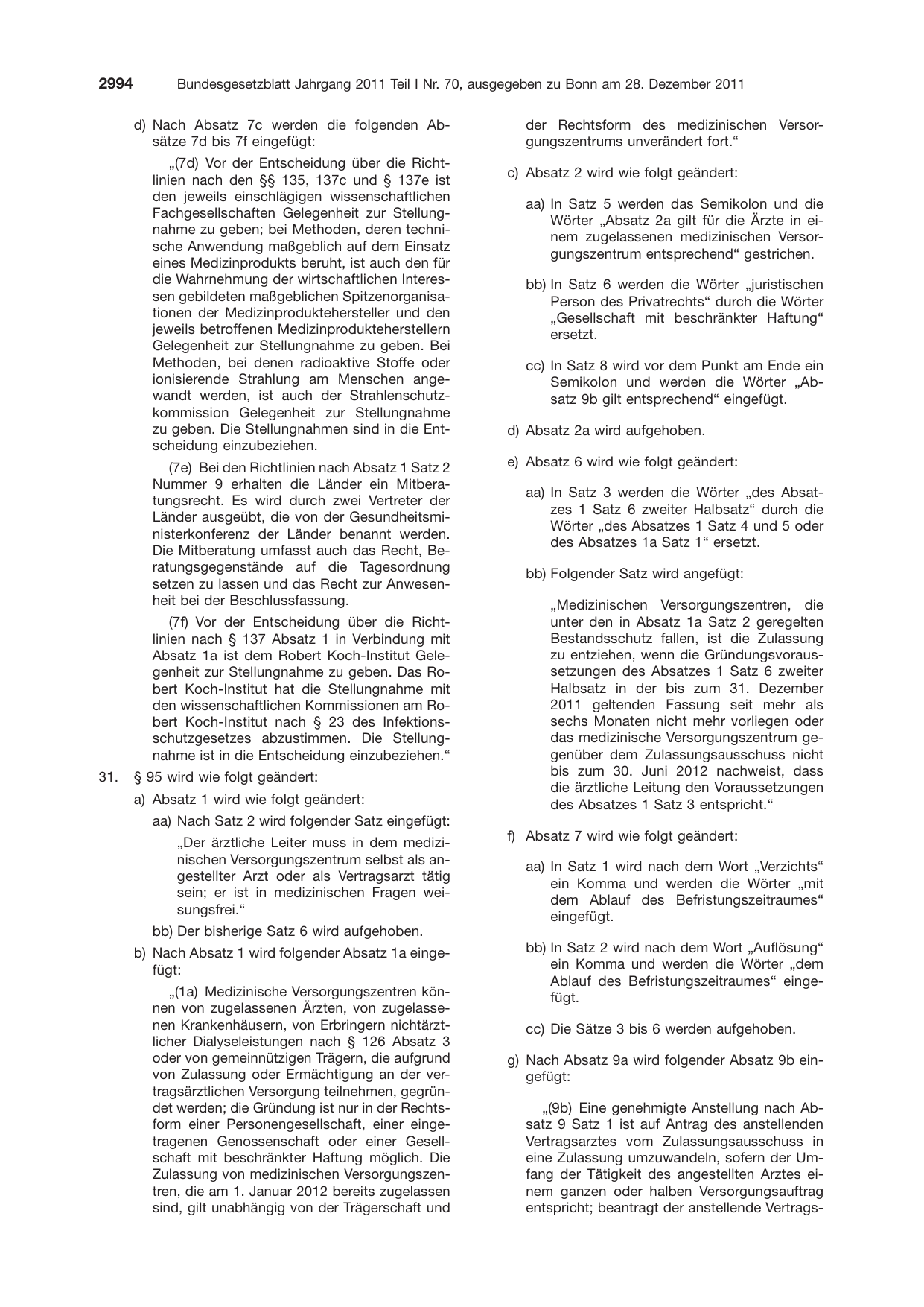 BGBl. 2011, Seite 2994 — Originalseite als Abbildung