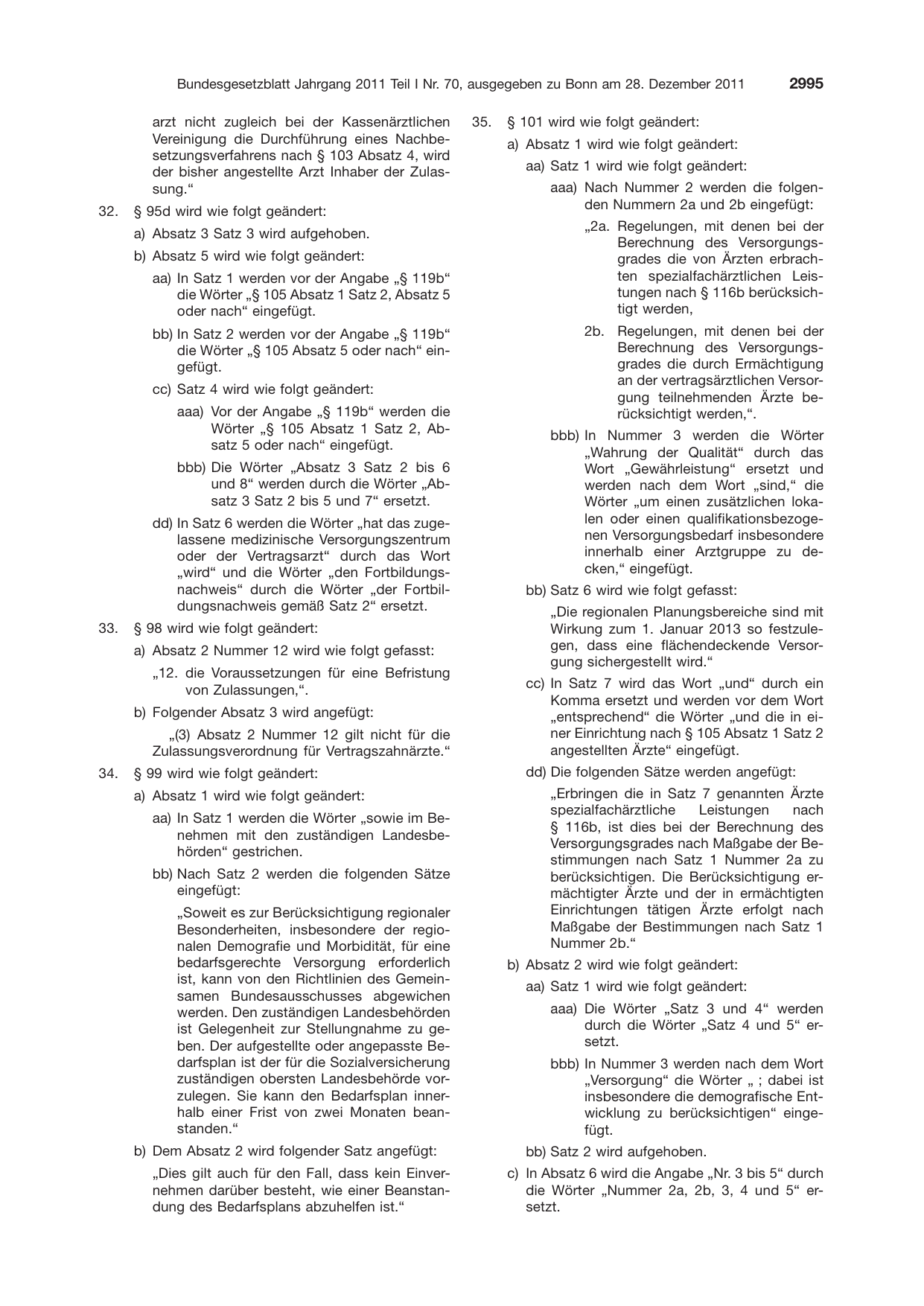 BGBl. 2011, Seite 2995 — Originalseite als Abbildung