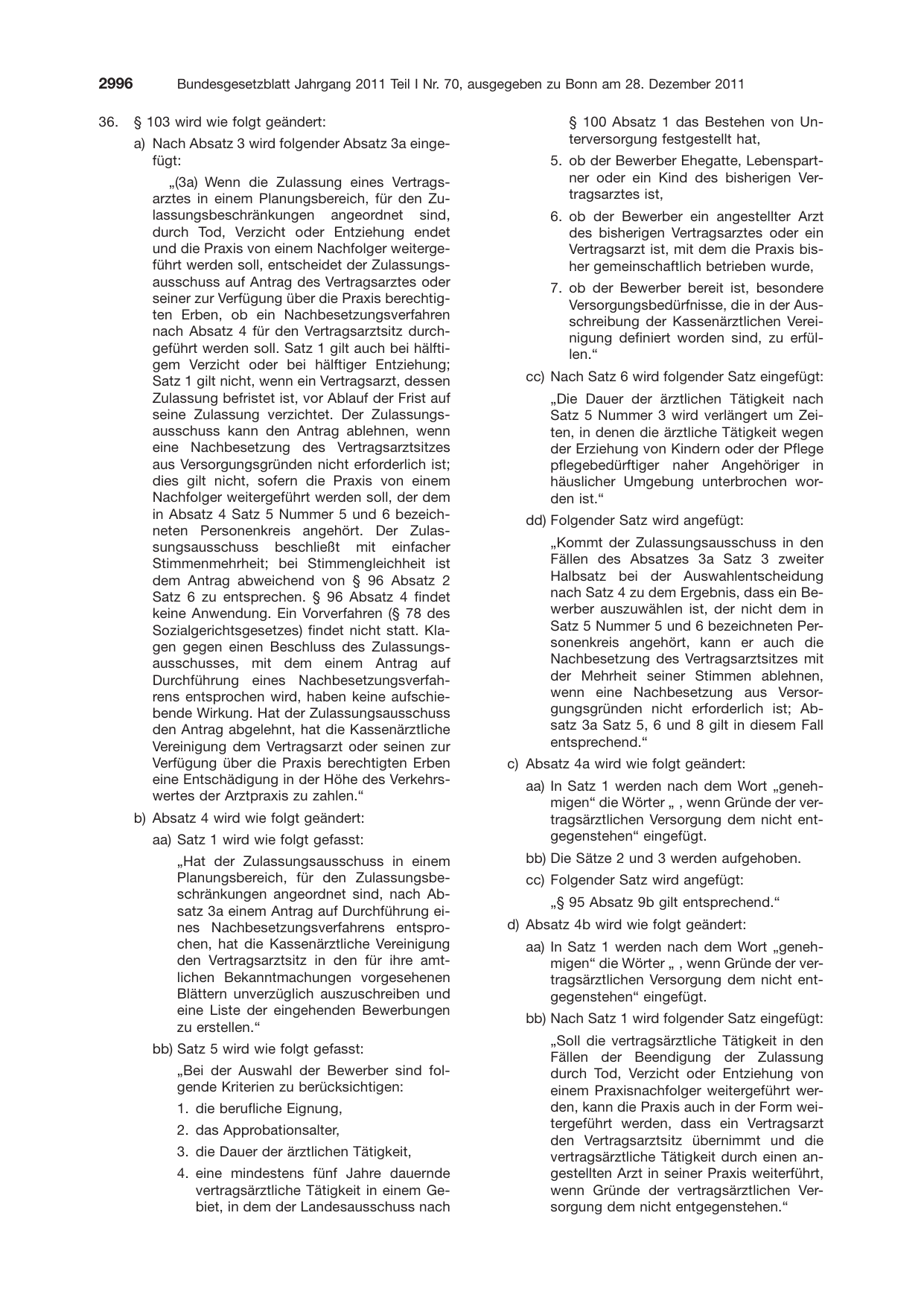 BGBl. 2011, Seite 2996 — Originalseite als Abbildung