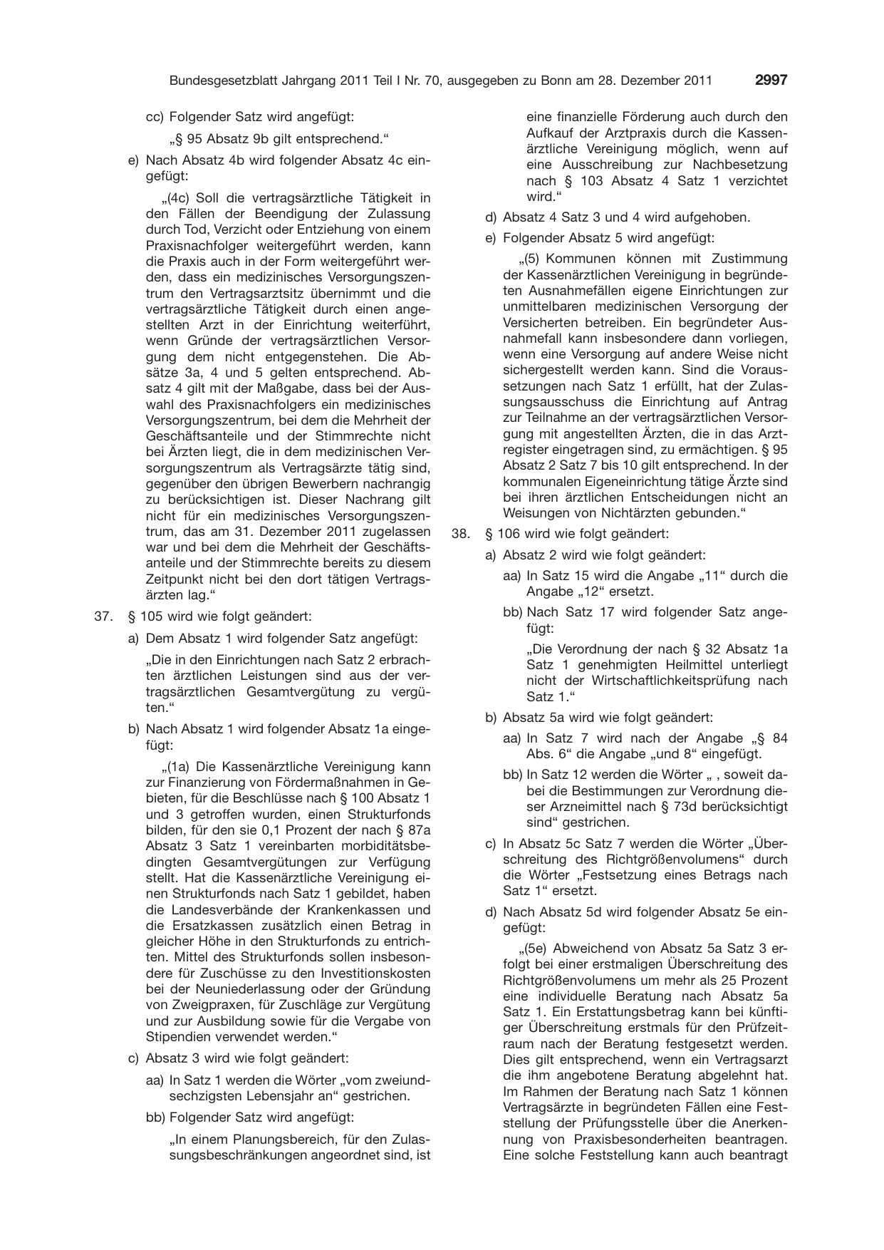 BGBl. 2011, Seite 2997 — Originalseite als Abbildung