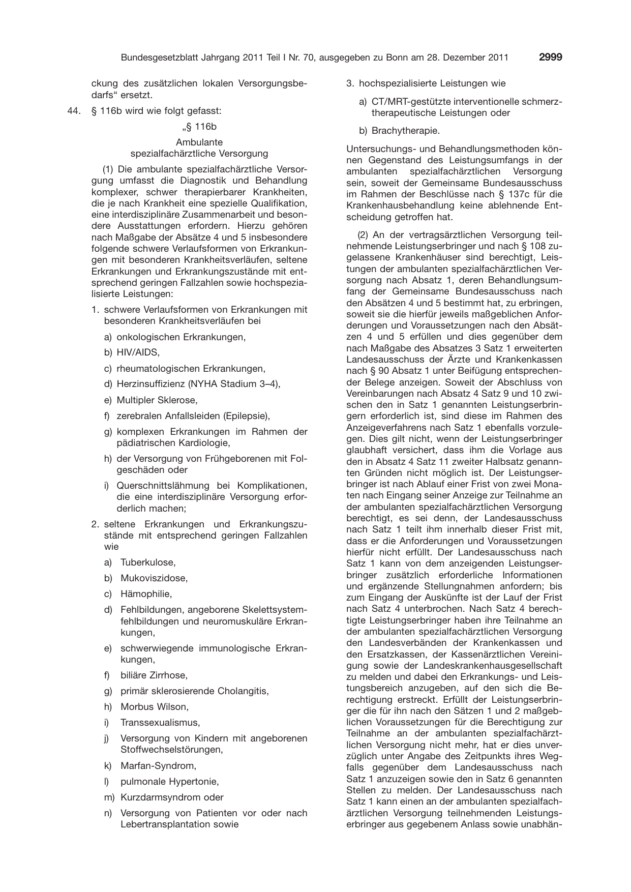BGBl. 2011, Seite 2999 — Originalseite als Abbildung