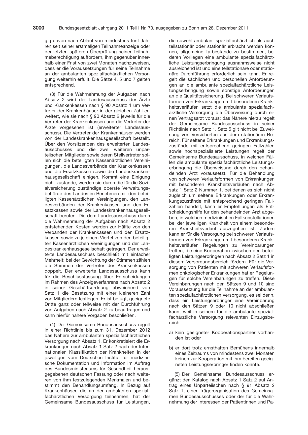 BGBl. 2011, Seite 3000 — Originalseite als Abbildung