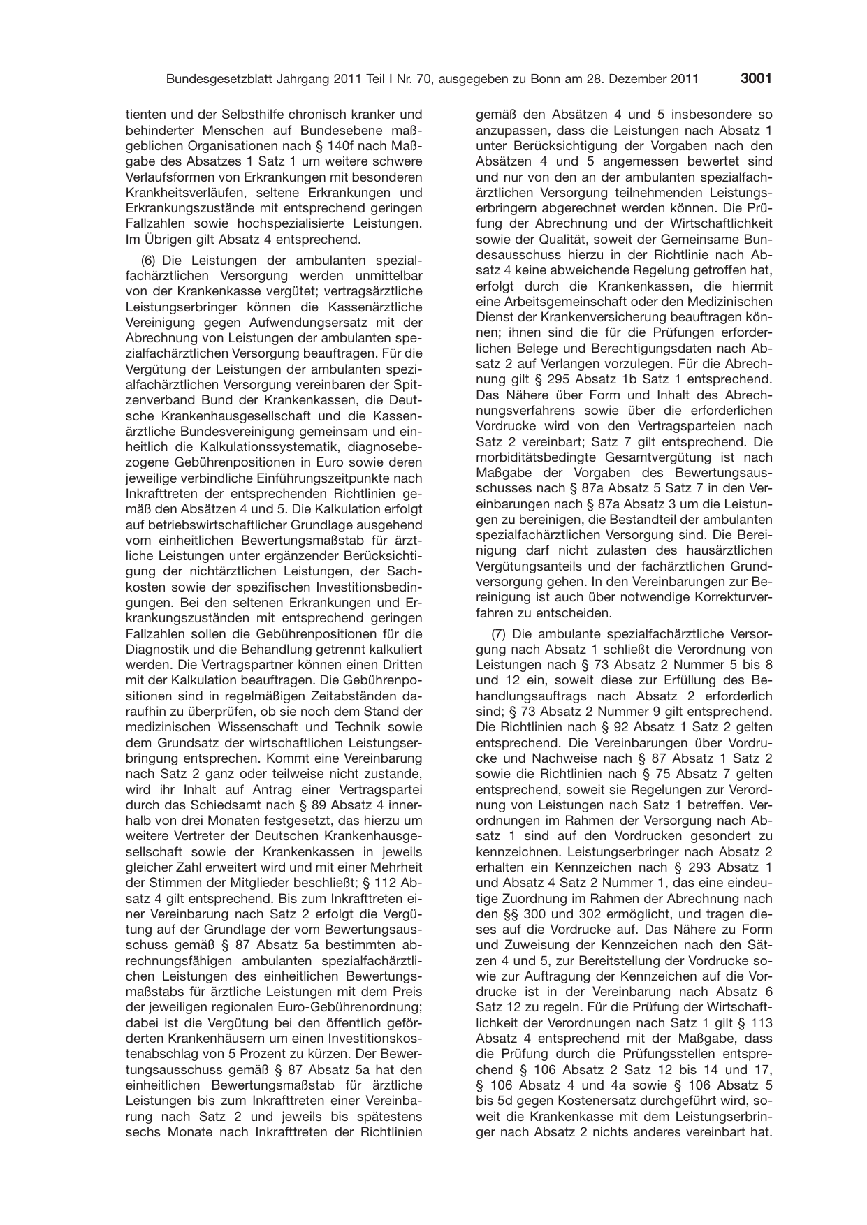 BGBl. 2011, Seite 3001 — Originalseite als Abbildung