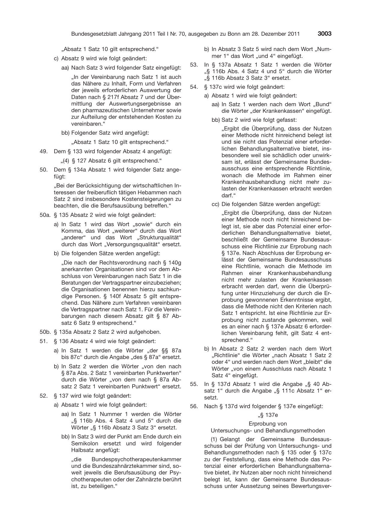 BGBl. 2011, Seite 3003 — Originalseite als Abbildung