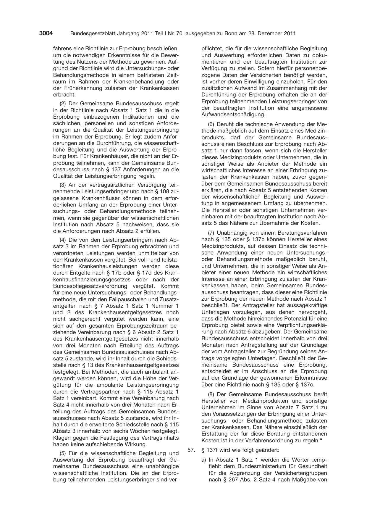 BGBl. 2011, Seite 3004 — Originalseite als Abbildung