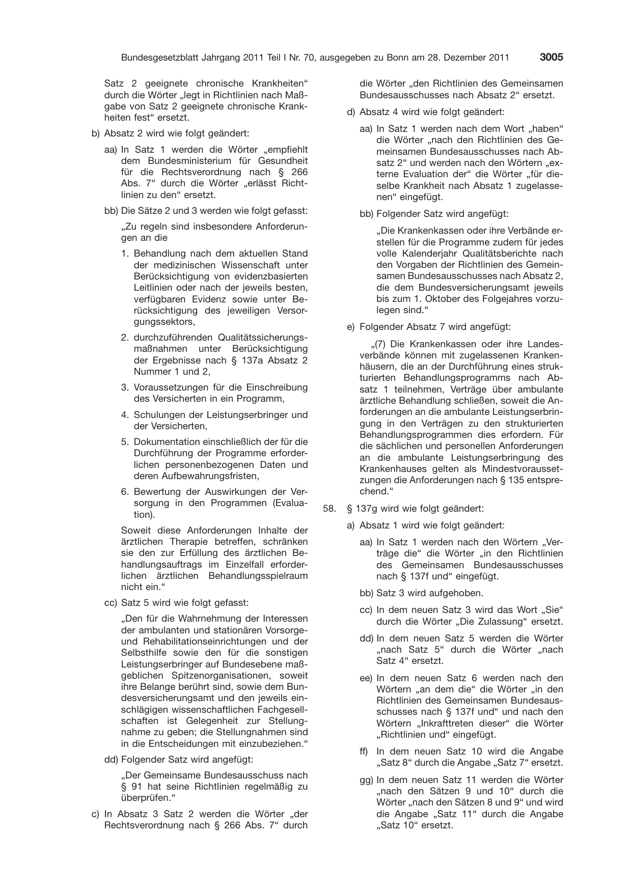 BGBl. 2011, Seite 3005 — Originalseite als Abbildung