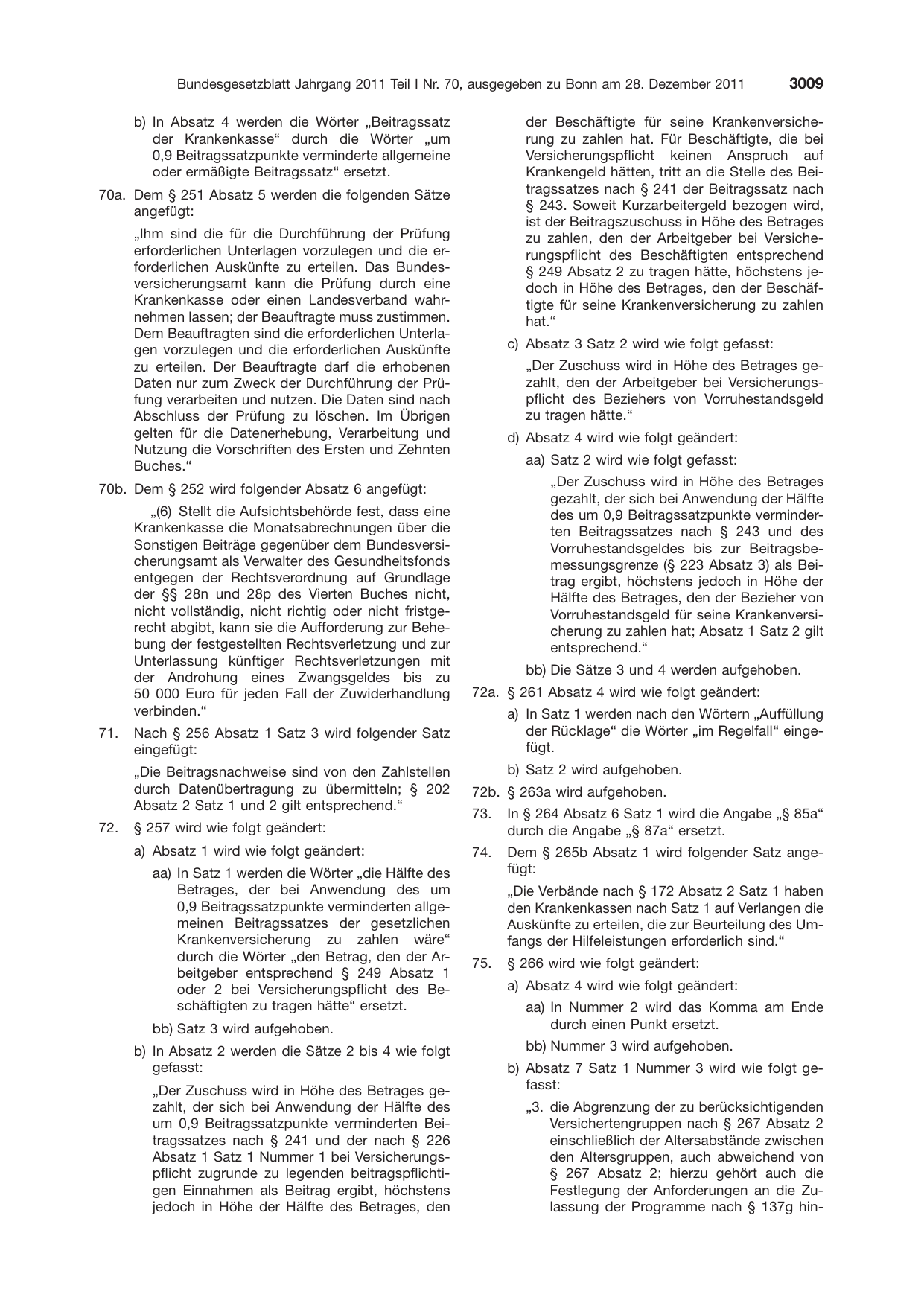 BGBl. 2011, Seite 3009 — Originalseite als Abbildung