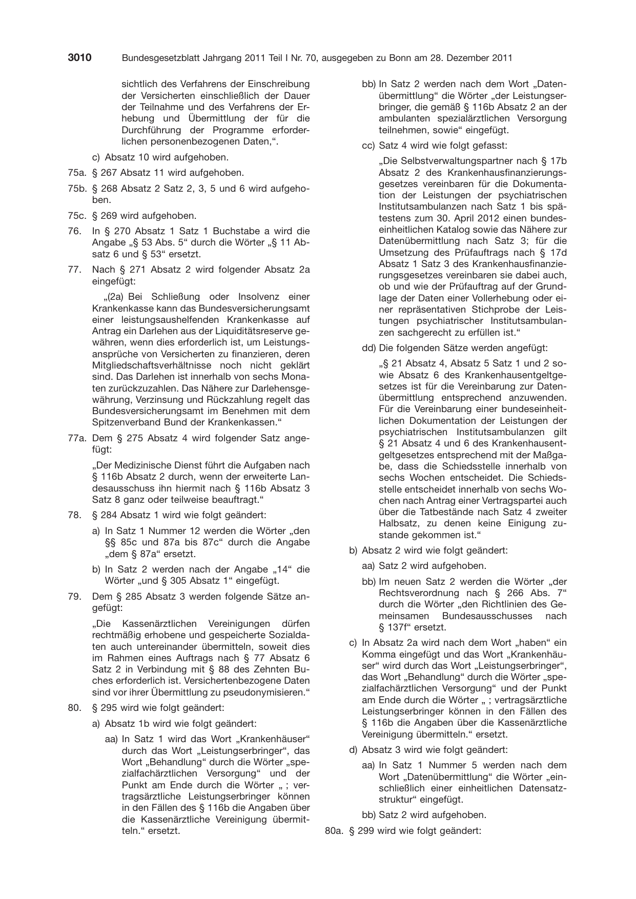 BGBl. 2011, Seite 3010 — Originalseite als Abbildung