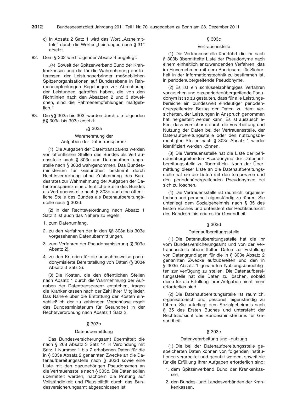 BGBl. 2011, Seite 3012 — Originalseite als Abbildung