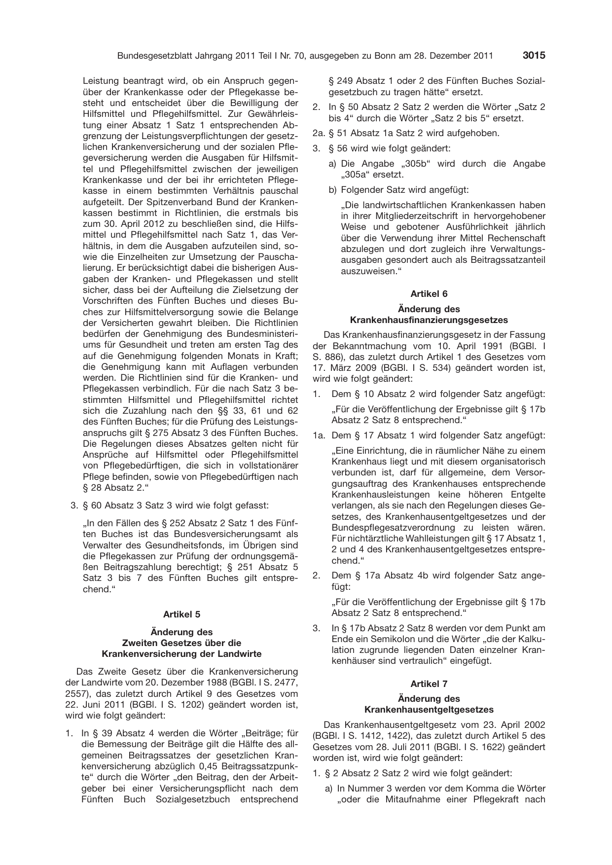 BGBl. 2011, Seite 3015 — Originalseite als Abbildung