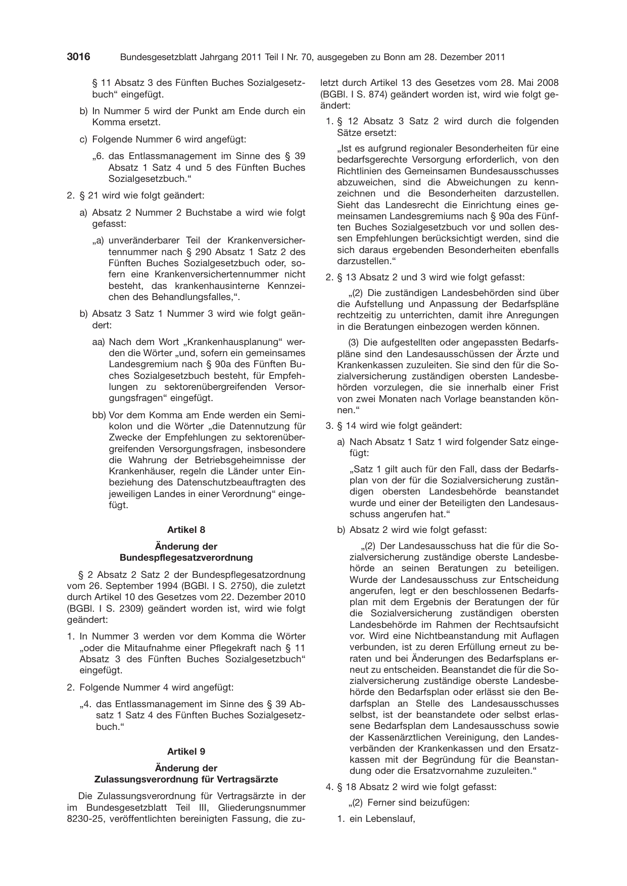 BGBl. 2011, Seite 3016 — Originalseite als Abbildung