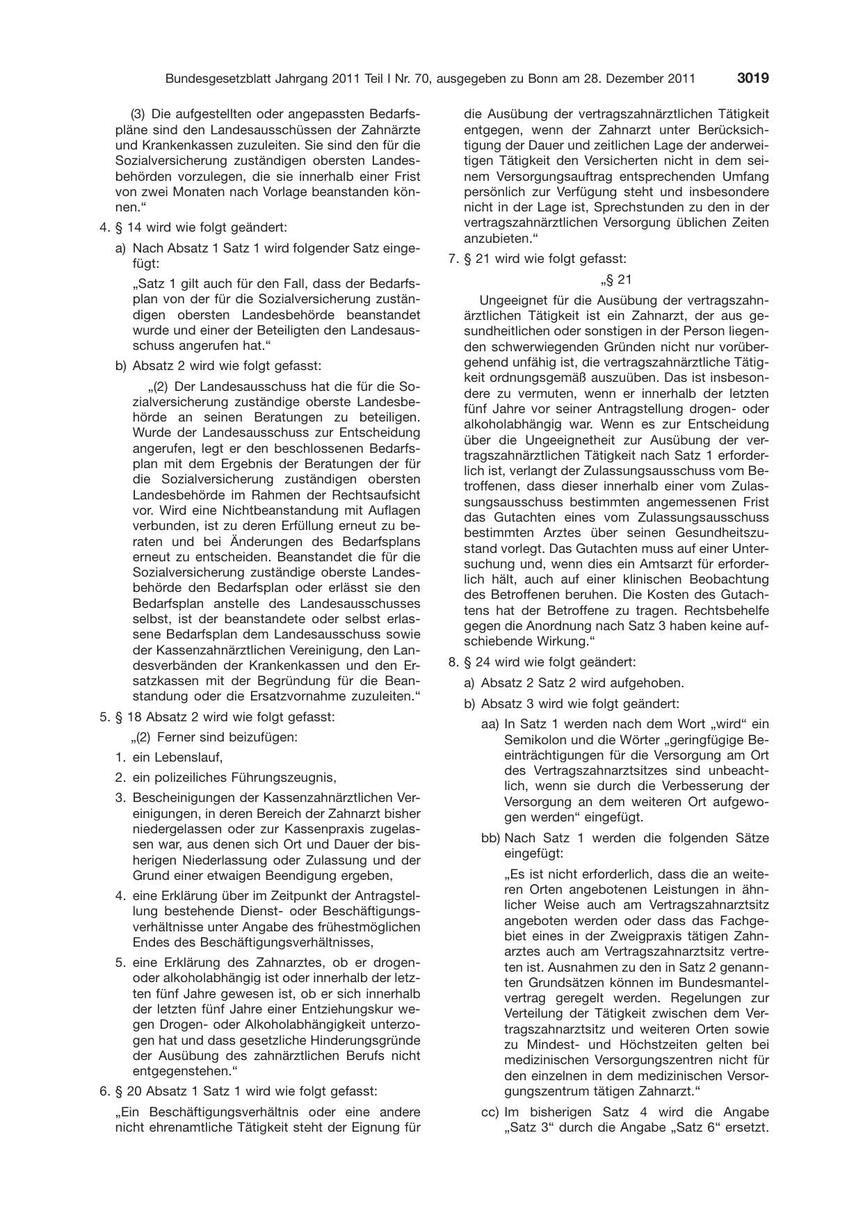BGBl. 2011, Seite 3019 — Originalseite als Abbildung