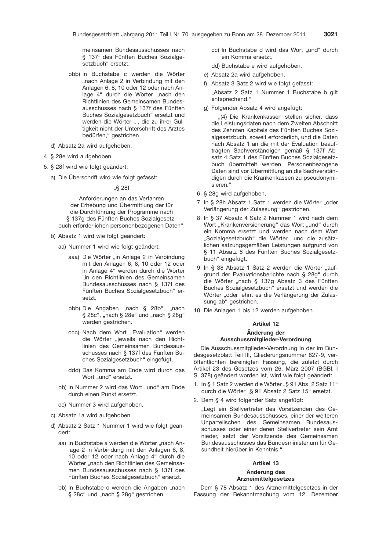 BGBl. 2011, Seite 3021 — Originalseite als Abbildung