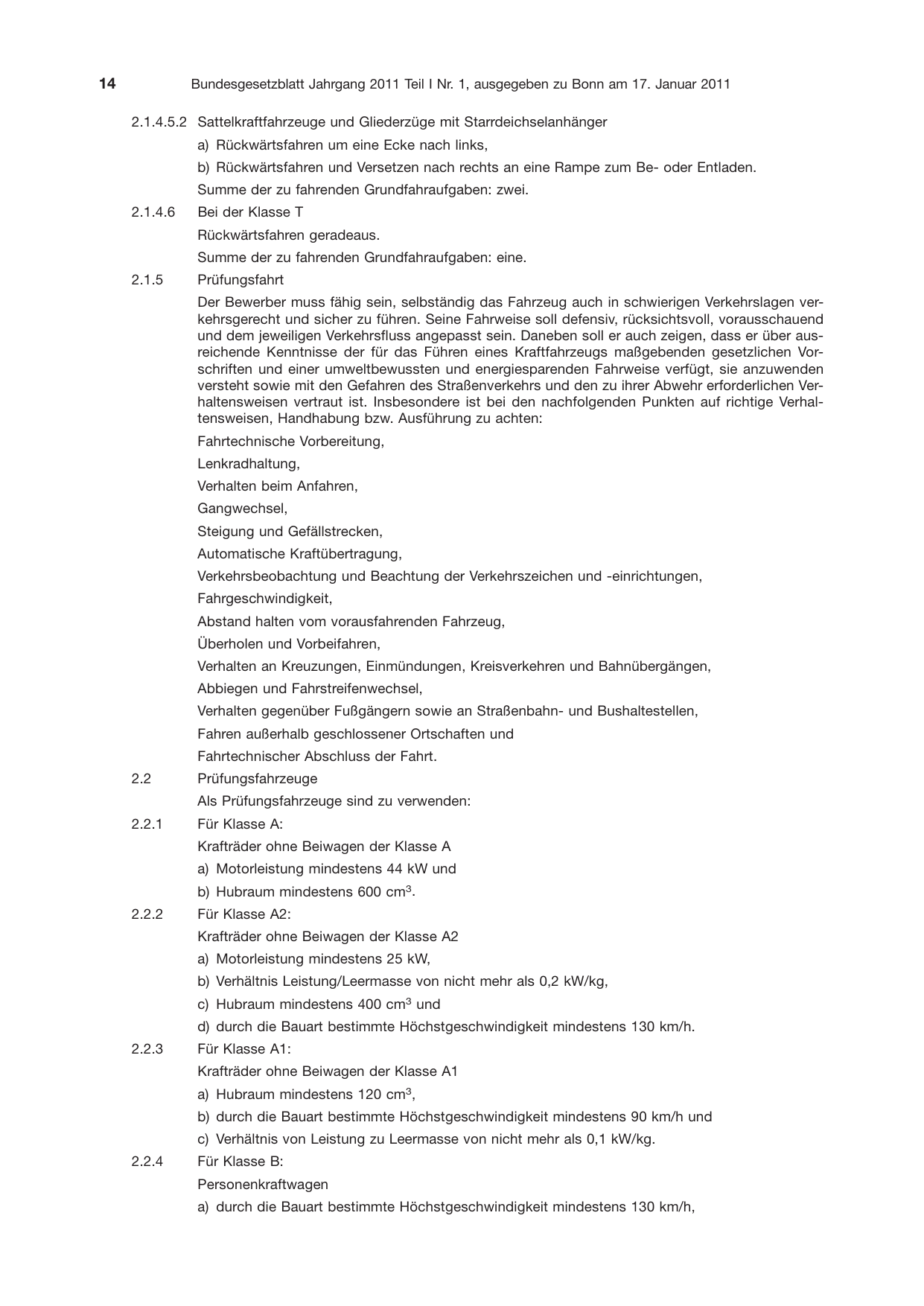BGBl. 2011, Seite 14 — Originalseite als Abbildung